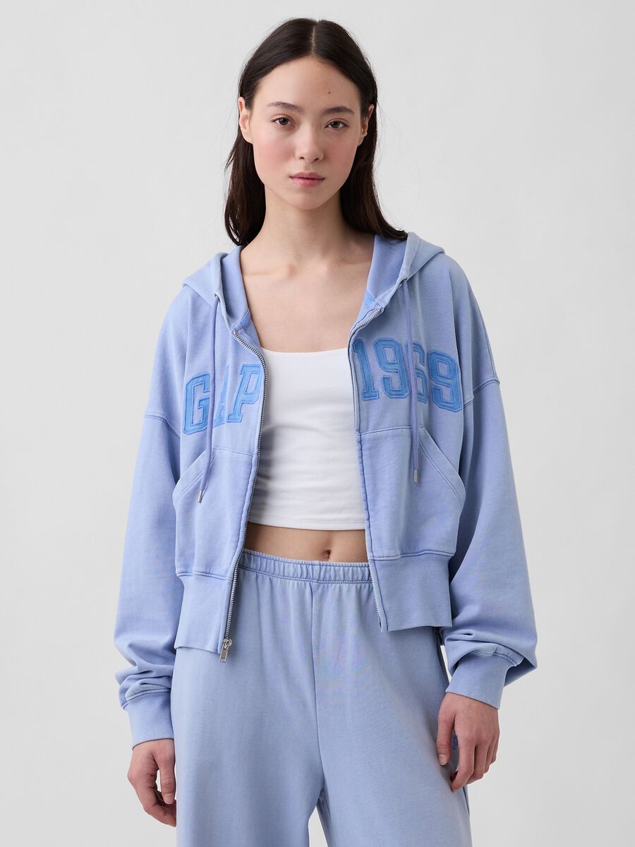 Felpa full zip in misto cotone con logo GAP e cappuccio  Donna_0