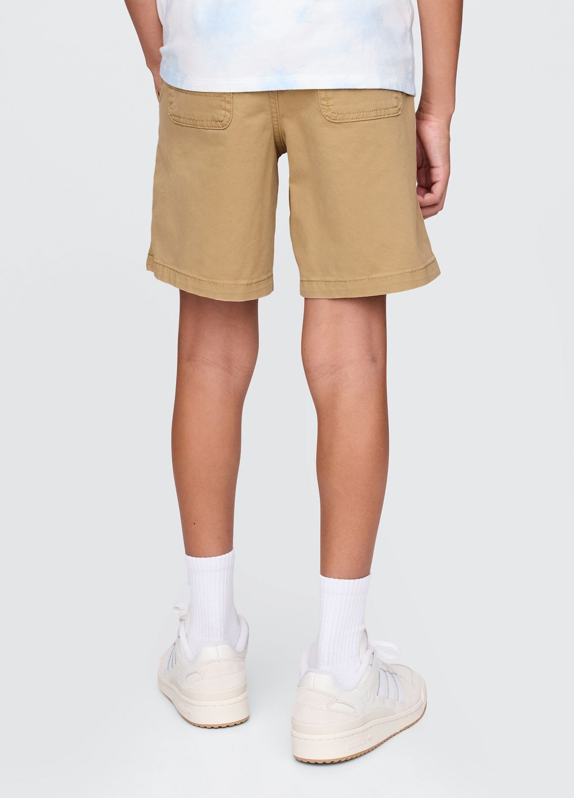 Shorts beige in cotone elasticizzato_2