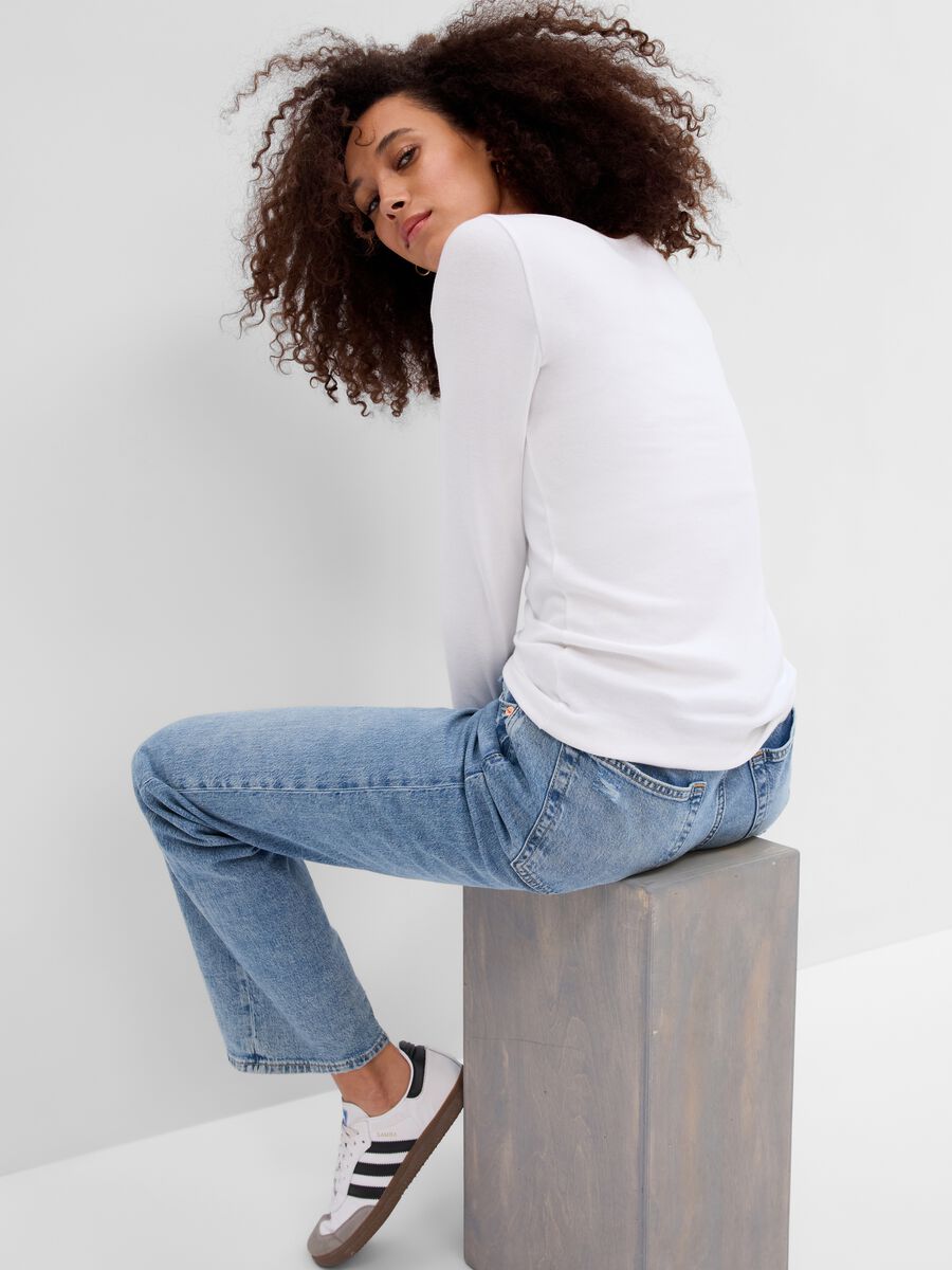 T-shirt scollo a barchetta in cotone e modal Donna_1