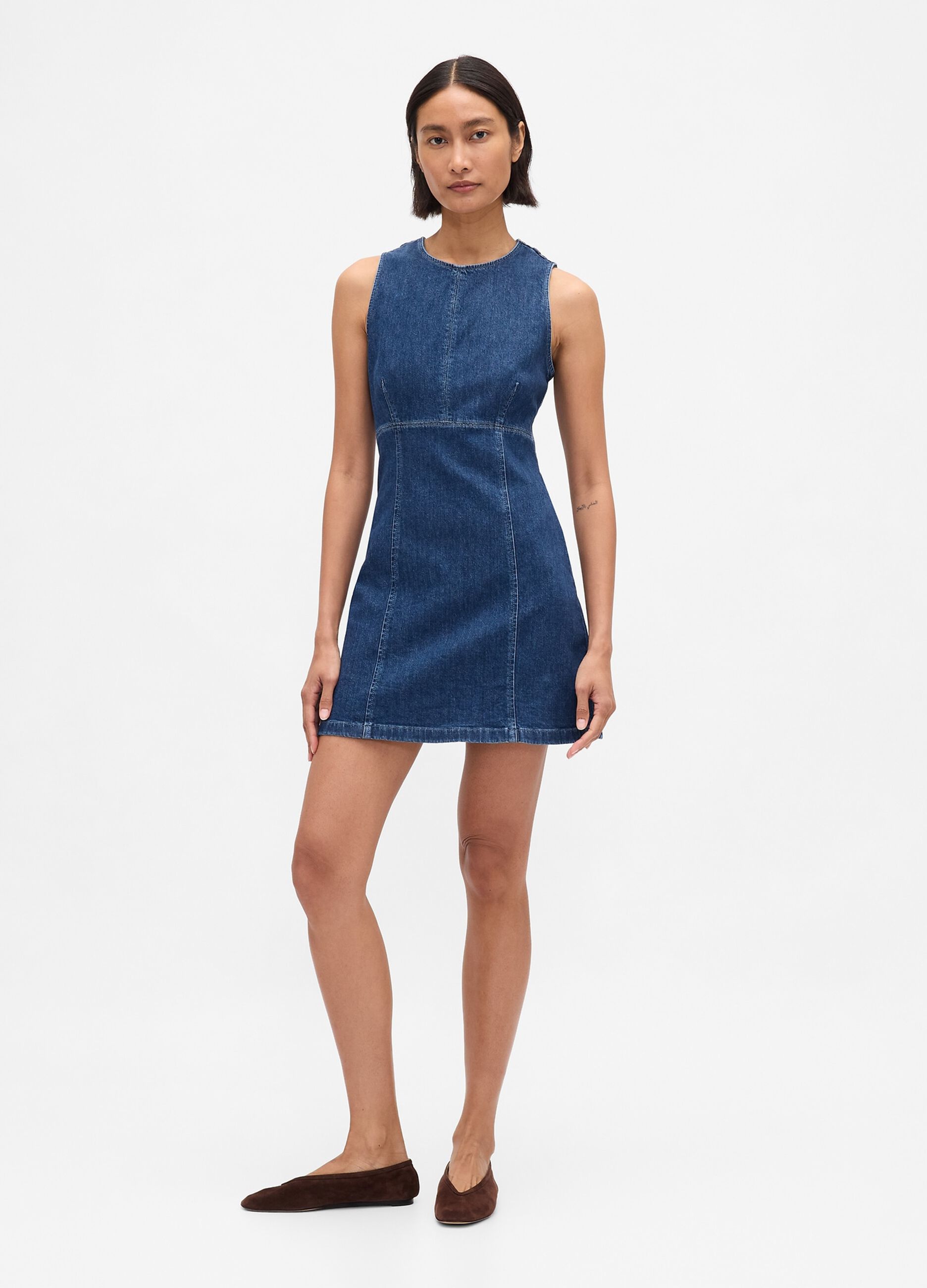 Abito denim elasticizzato con zip posteriore