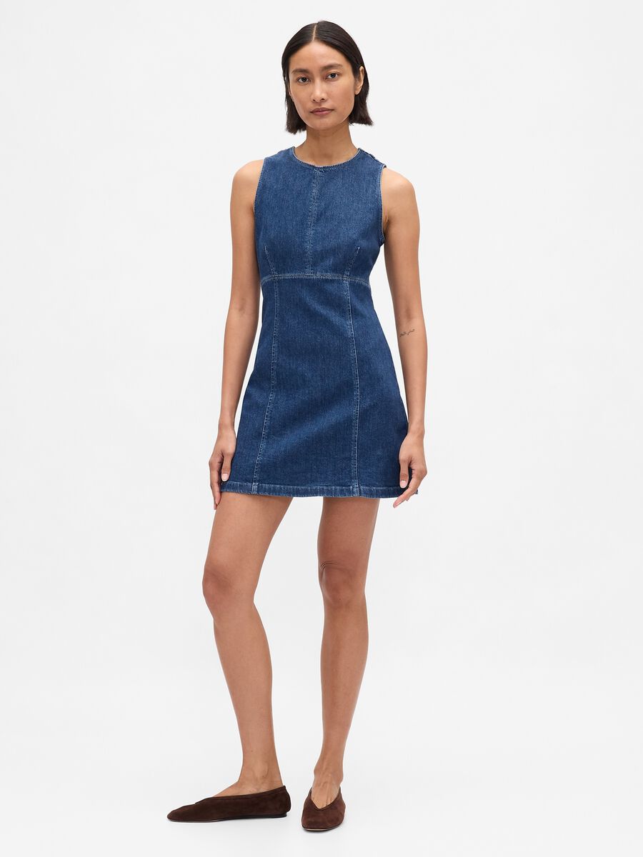 Abito denim elasticizzato con zip posteriore Donna_0