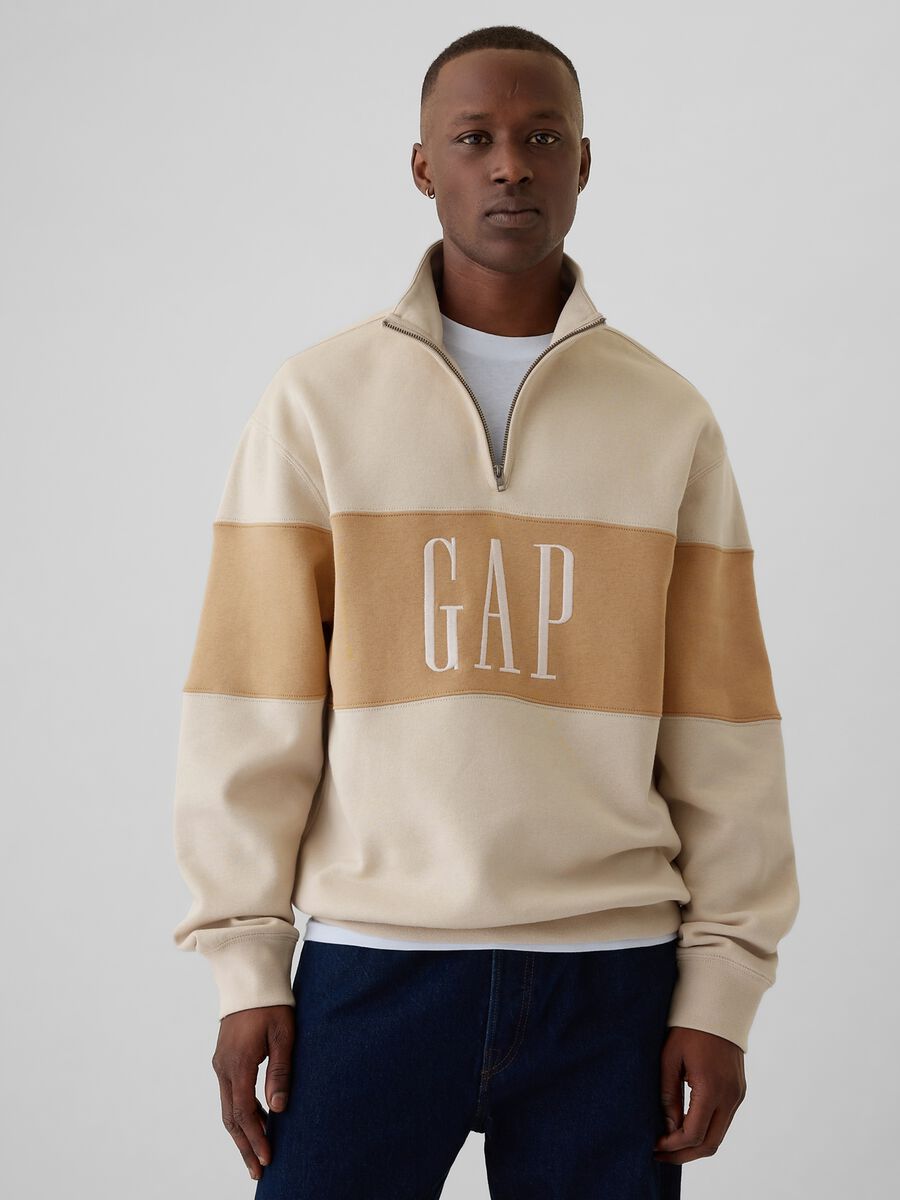 Felpa half-zip colorblock con ricamo logo Uomo_0