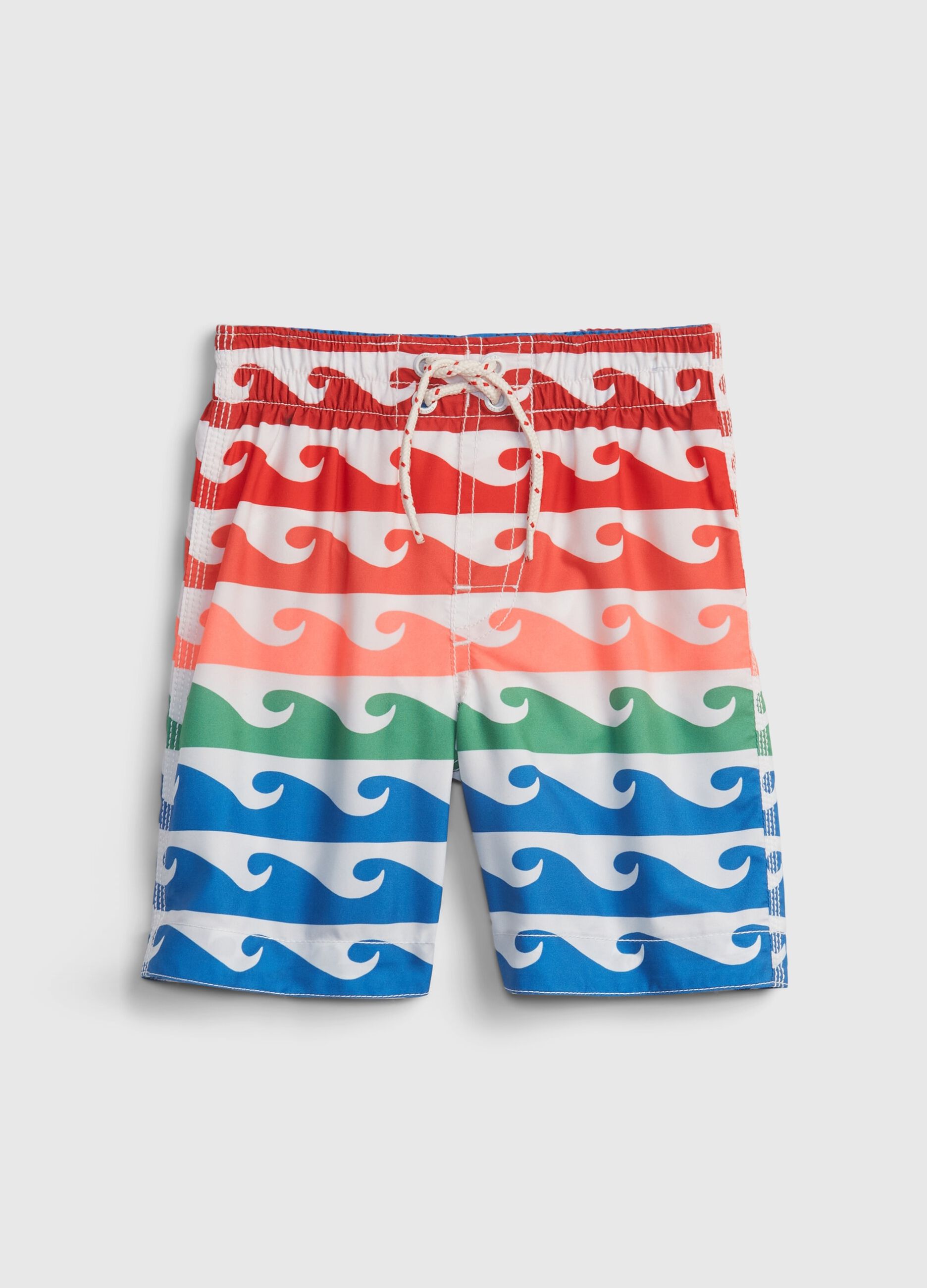 Boxer swimshorts with wave print