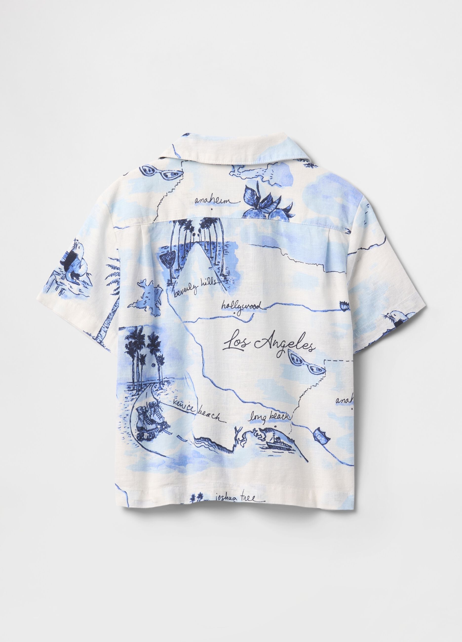 Camicia estiva bianca con stampa cartografica_2