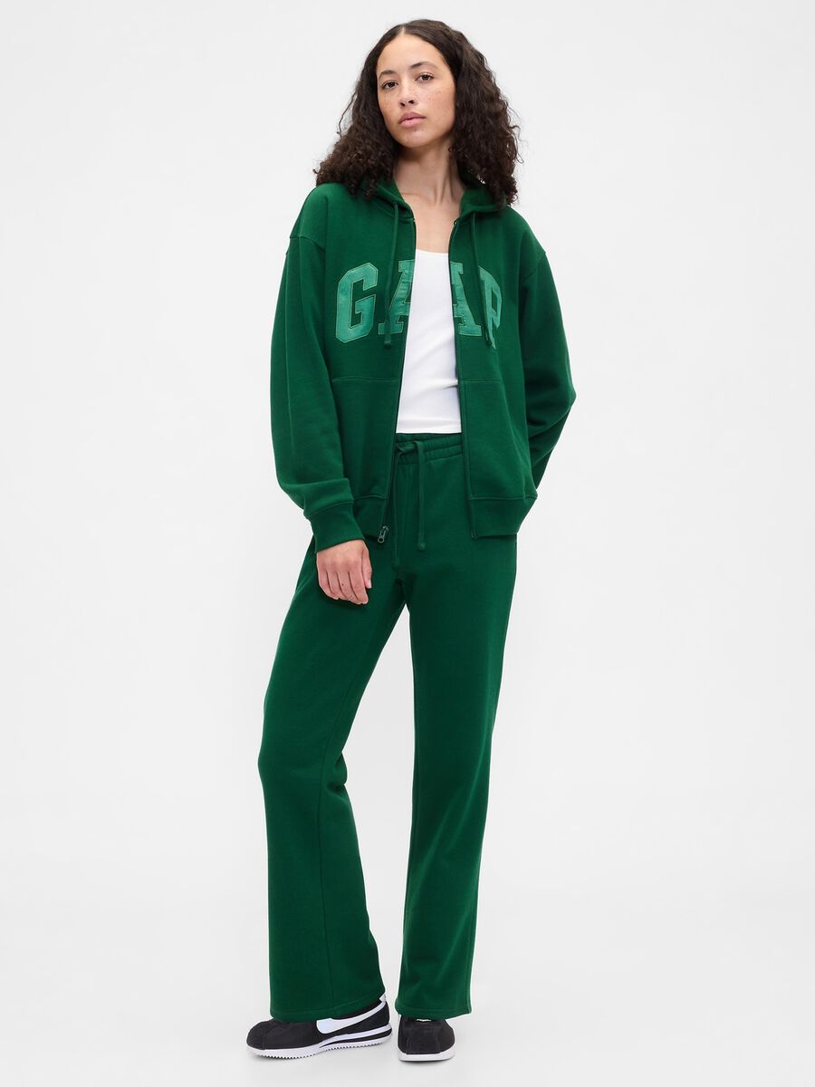 Green Hooded Sweatshirt with Full Zip Woman_2
