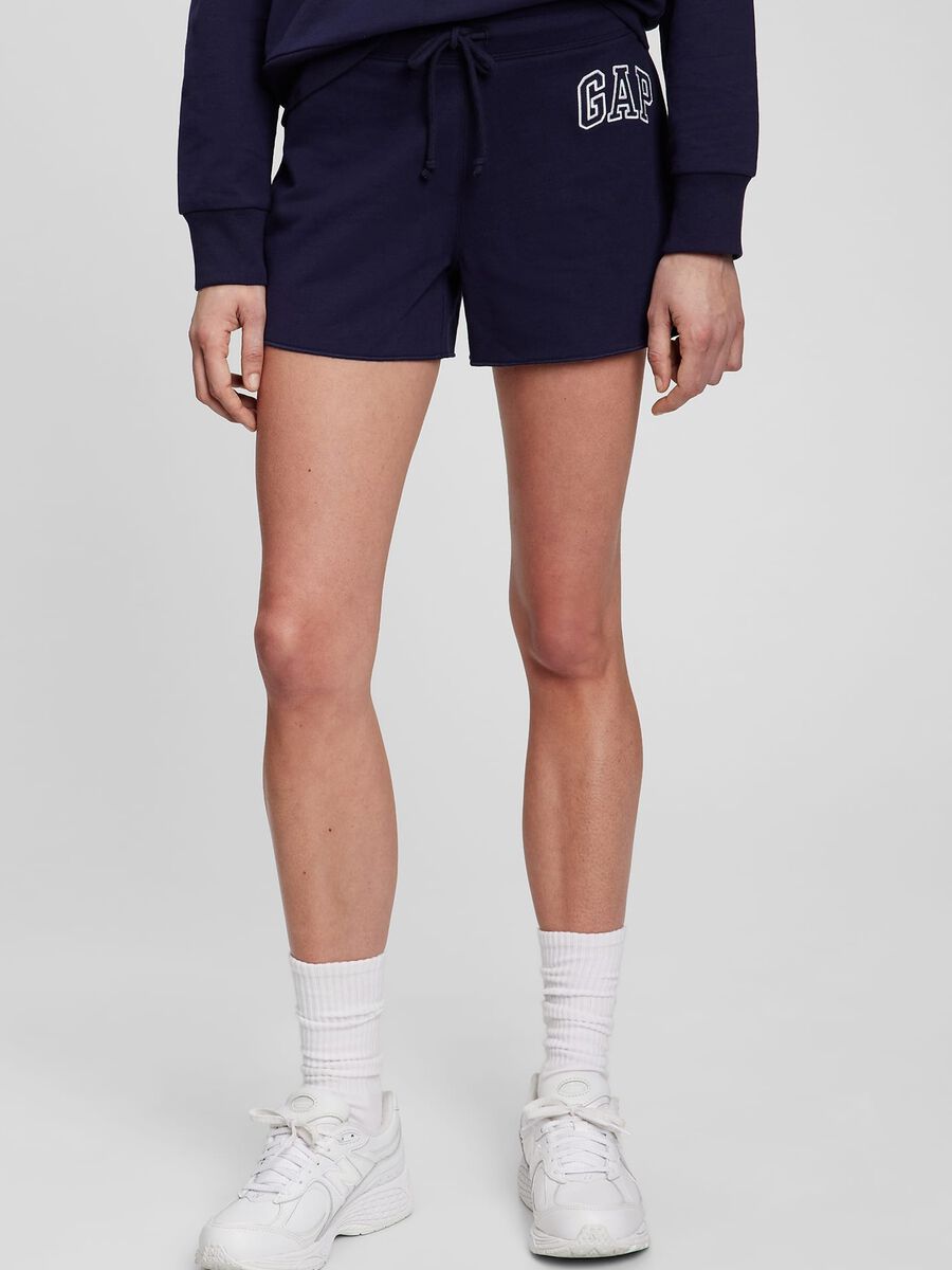Shorts in felpa con coulisse e ricamo logo Donna_1