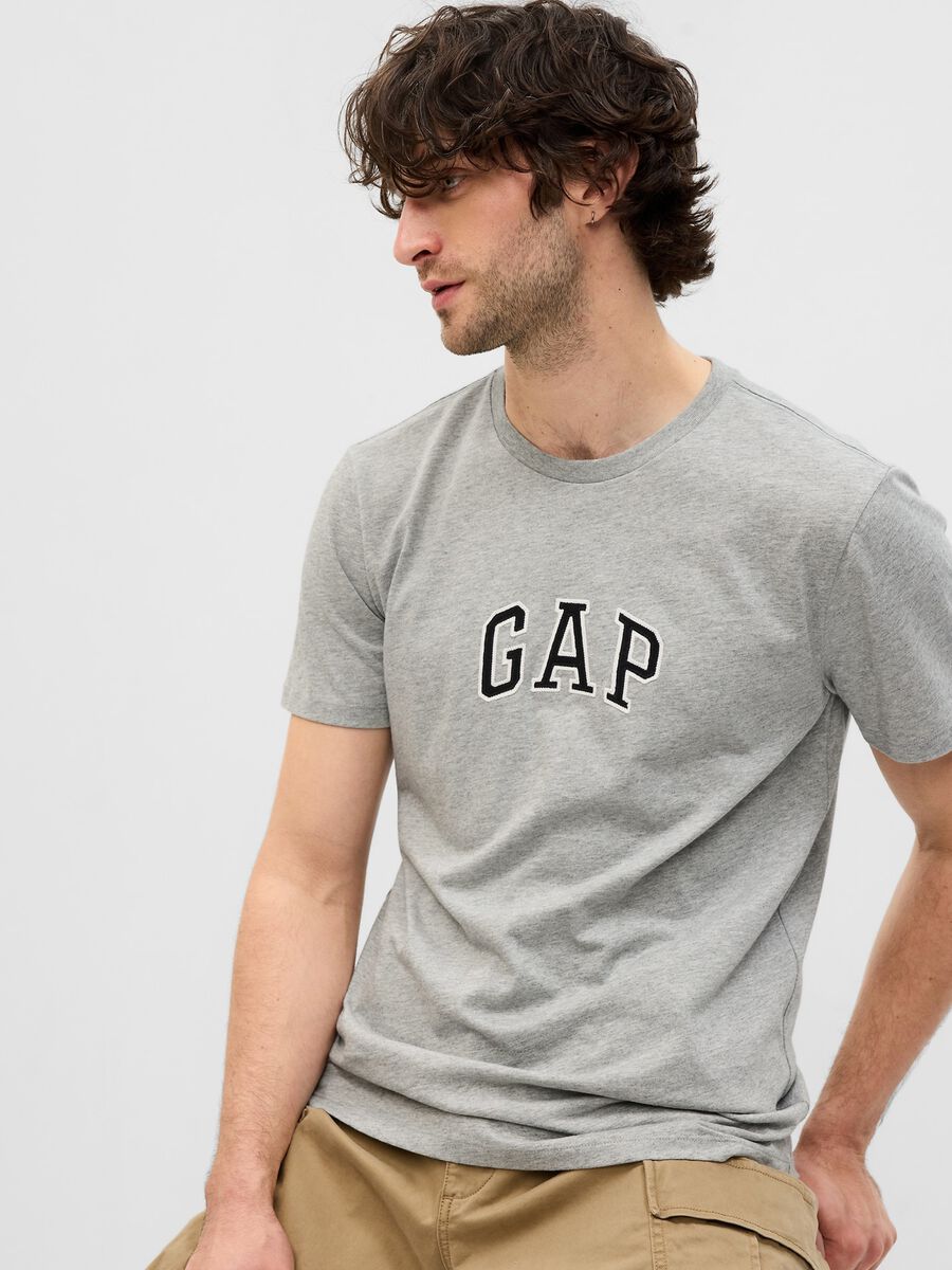 T-shirt in cotone con ricamo logo Uomo_0