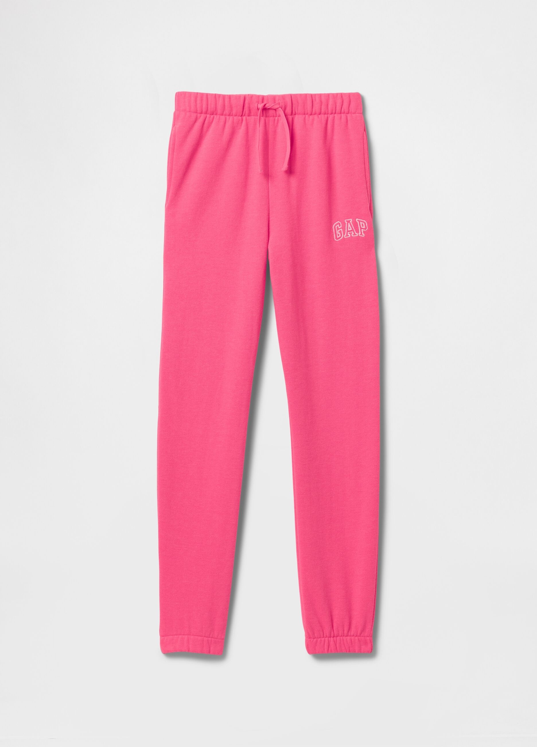 Girls' Pink Cotton Blend Regular Fit Jogger Trousers