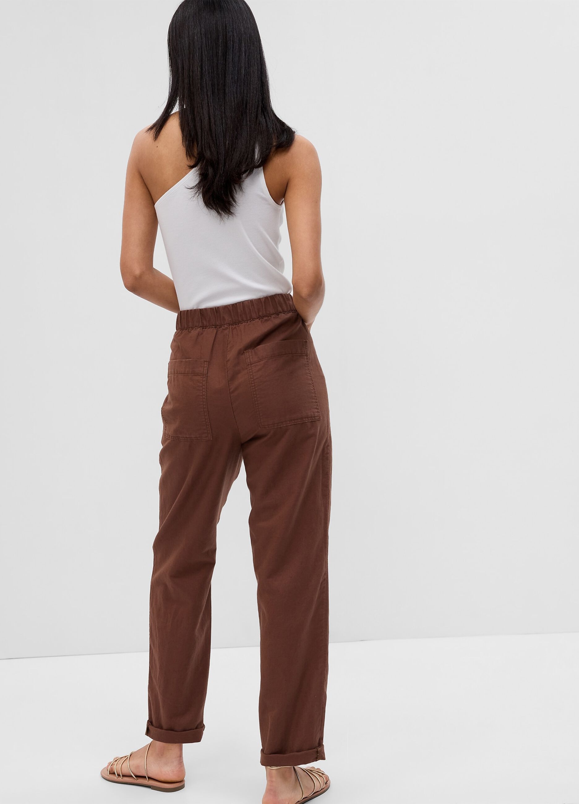 Pantaloni straight fit in lino e cotone_1