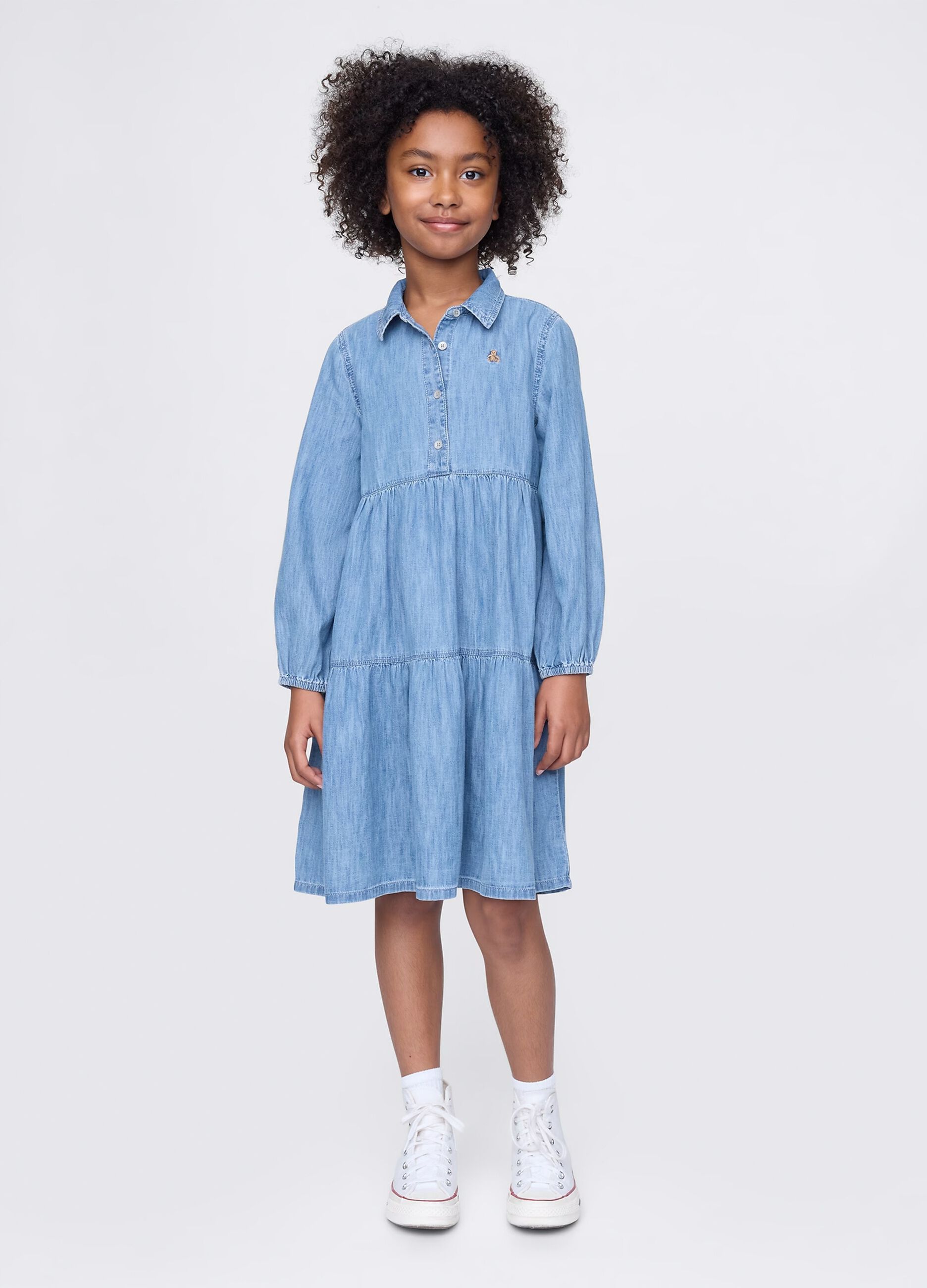 Vestito in denim con balze
