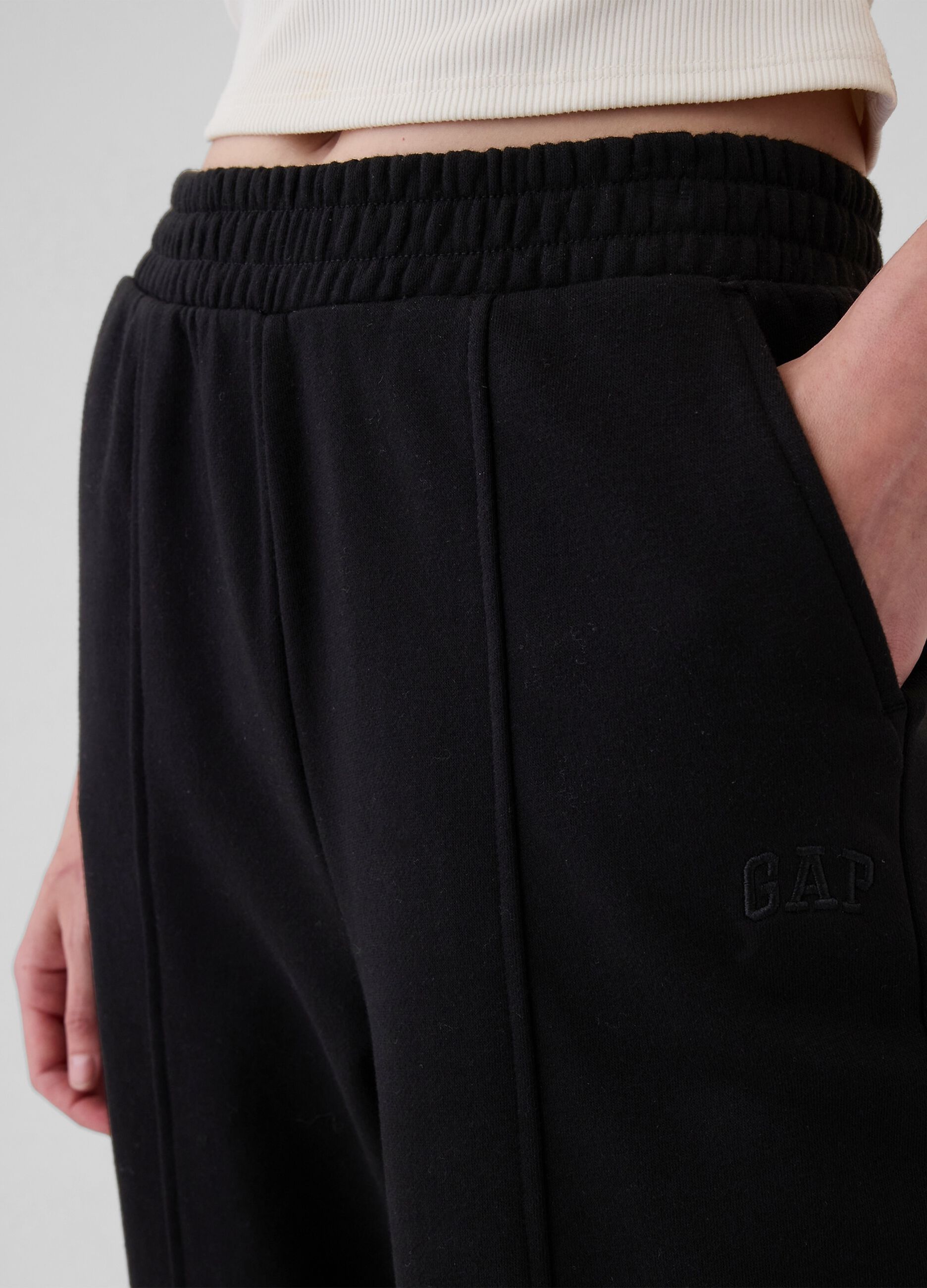 Pantalone joggers straight fit con cuciture in rilievo_3