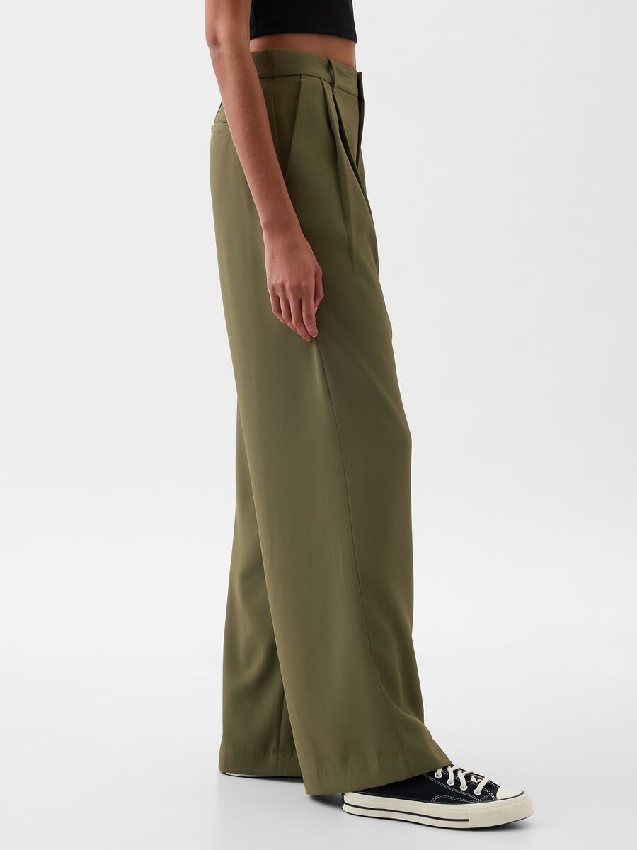 Wide-leg trousers with high waist and darts Woman_1