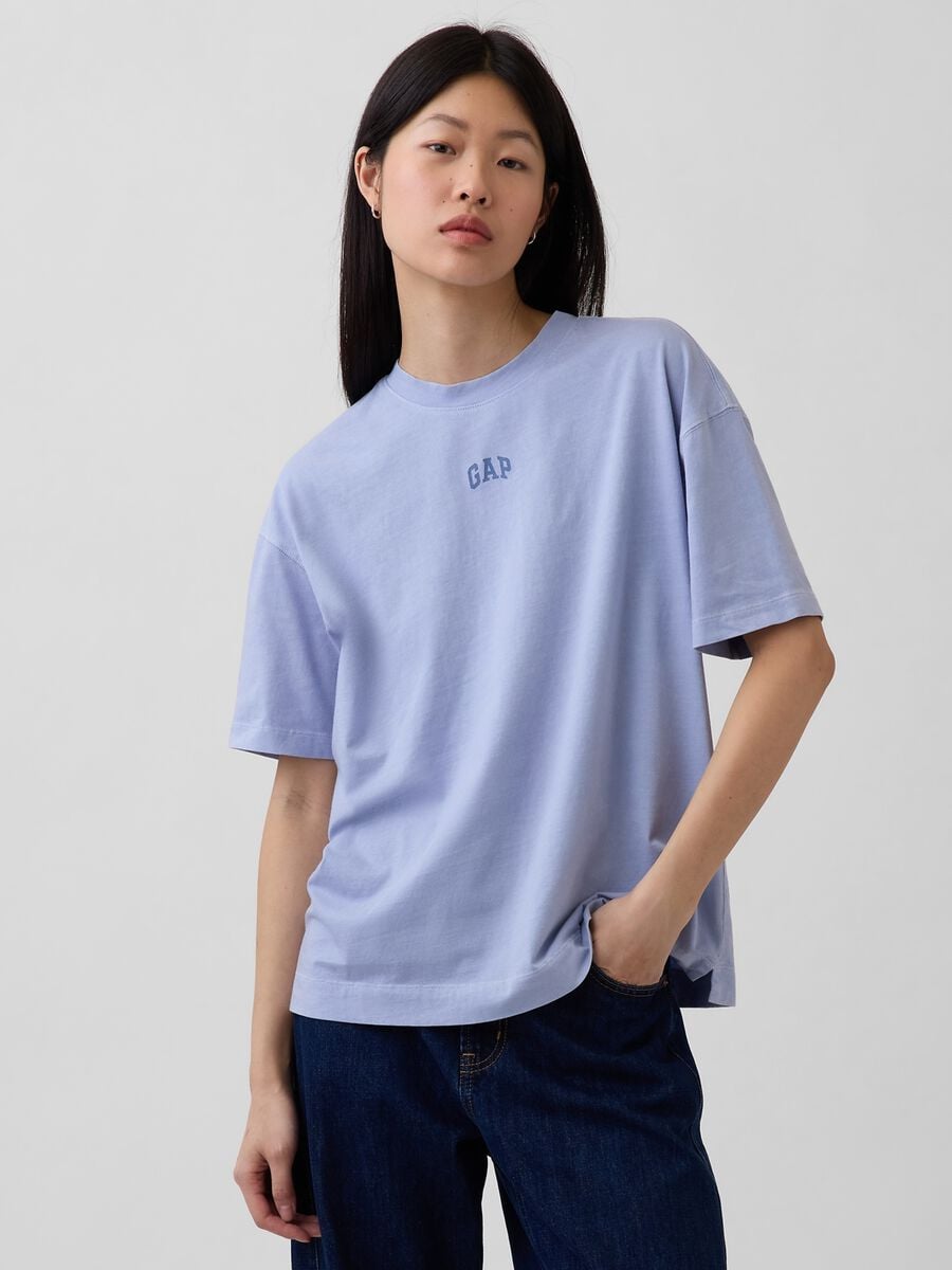 T-shirt a maniche corte in puro cotone con logo GAP Donna_0