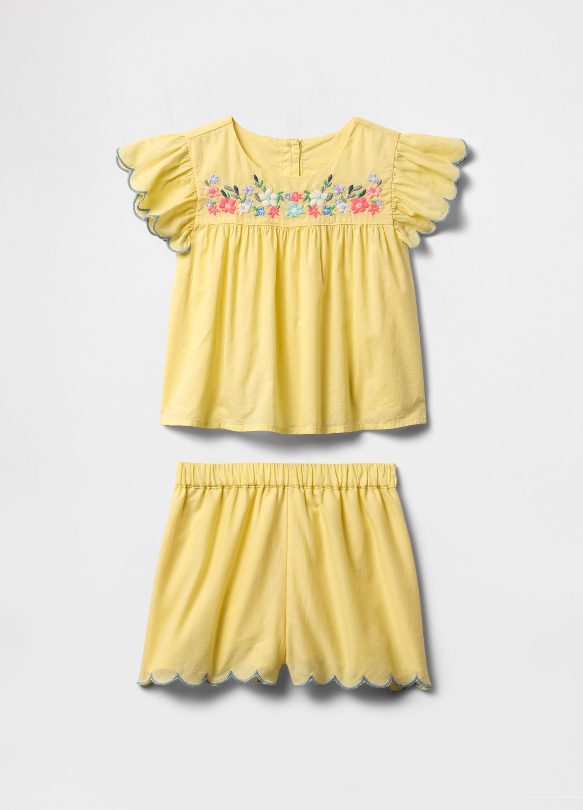 Set giallo in puro cotone con ricami floreali GAP Kids_2