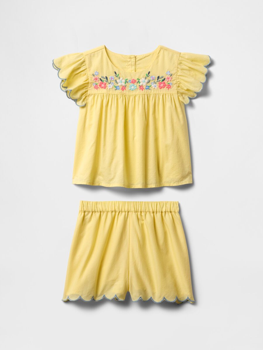 Set giallo in puro cotone con ricami floreali GAP Kids Bimba_2