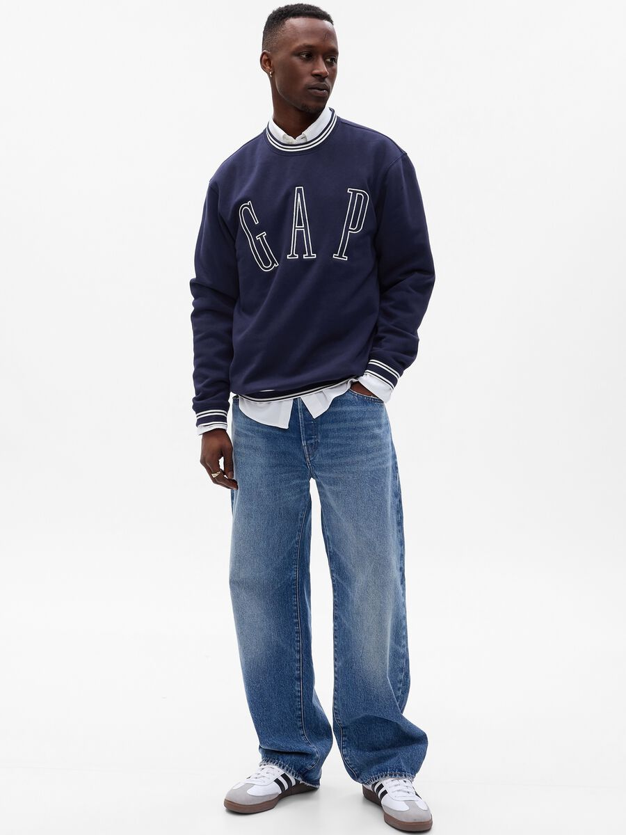 Sweatshirt with round neck and logo embroidery Man_0