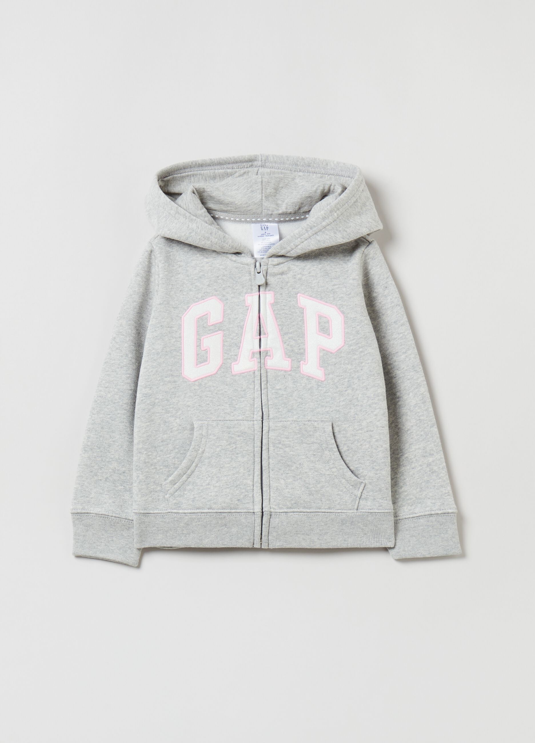 Full-zip hoodie with logo patch