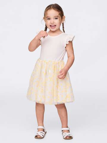 Abito bianco con gonna in tulle floreale_0