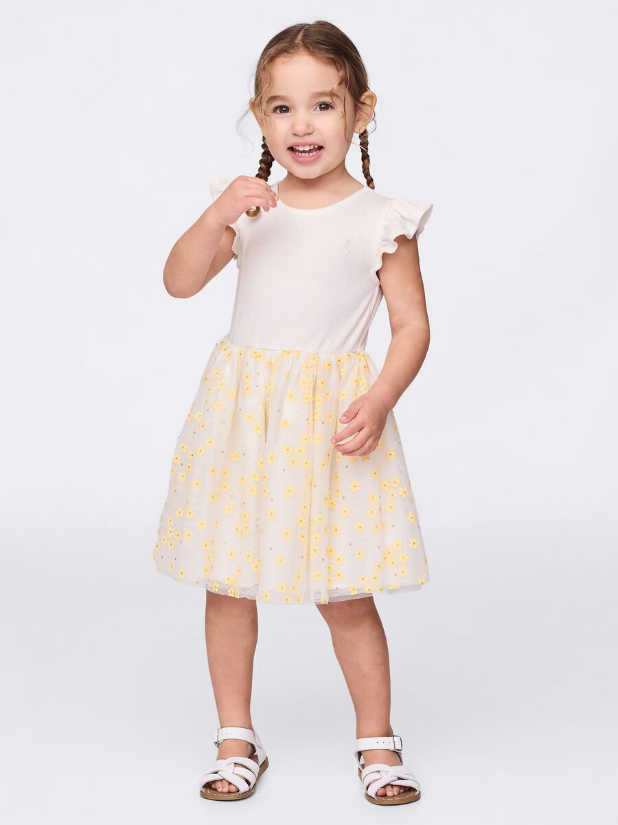 Vestito bianco con stampa floreale gialla GAP Kids Bimba_0