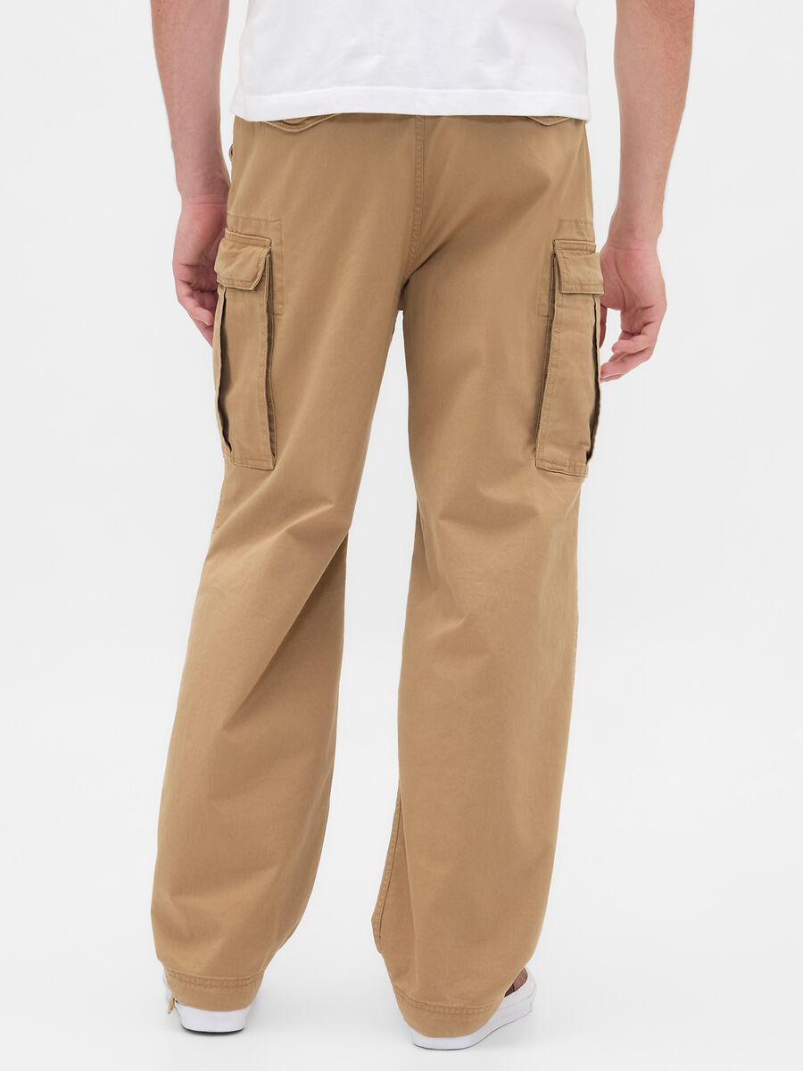 Beige Stretch Cargo Trousers Man_2