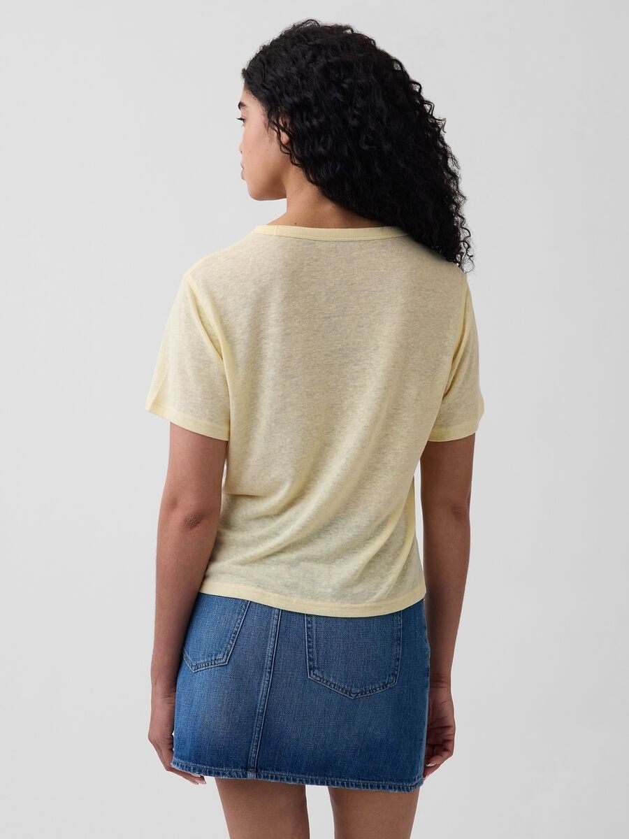 T-shirt a maniche corte in misto lino Donna_1