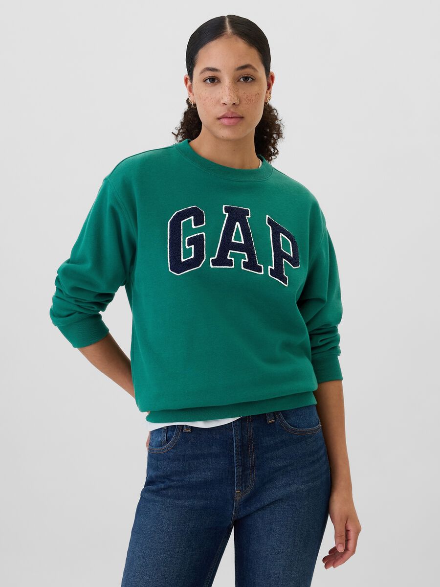 Felpa con ricamo logo bouclé Donna_0