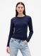 Maglia blu a maniche lunghe in cotone e modal elasticizzato_0