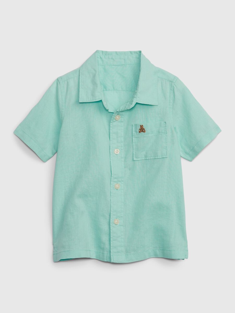 Linen and cotton shirt with top pocket Toddler Boy_2