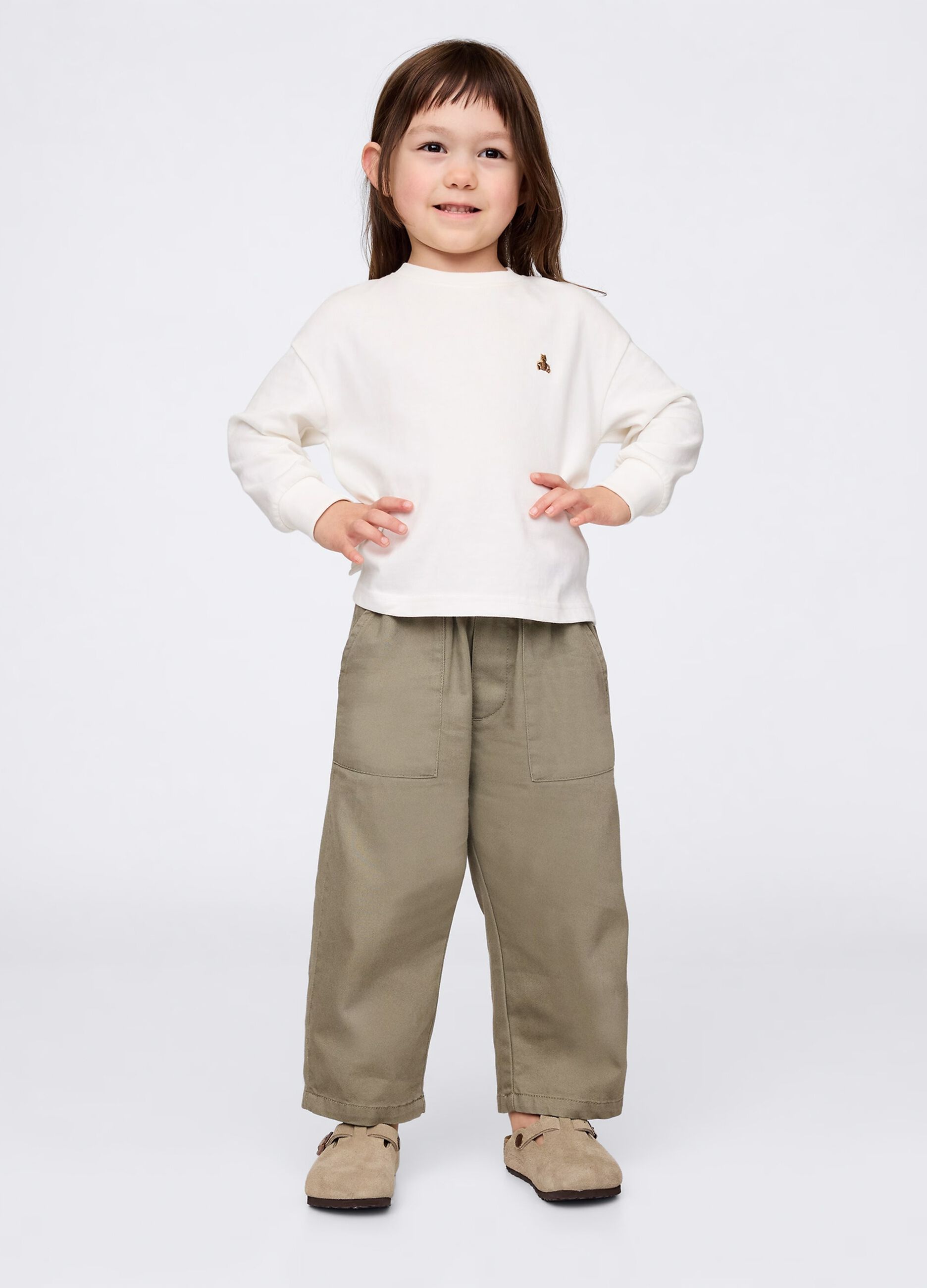 Pantaloni larghi verdi in misto cotone e Lyocell_1