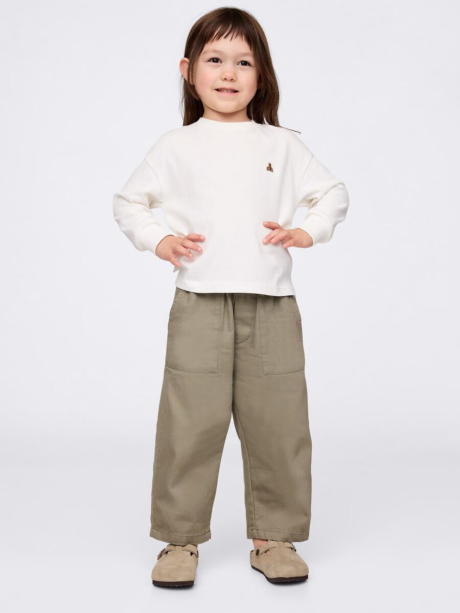 Green wide trousers in cotton and Lyocell blend Baby Boy_1