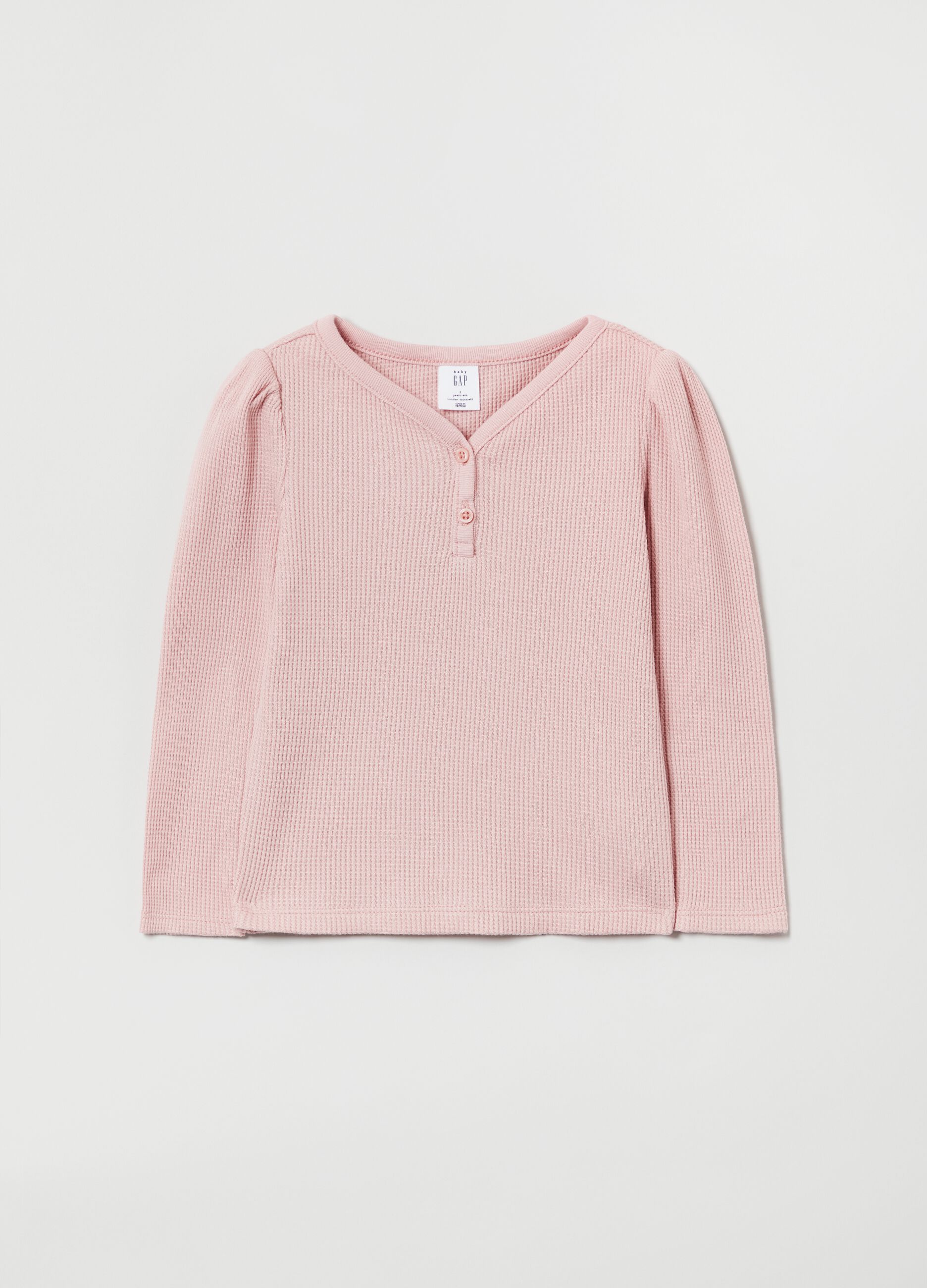 T-shirt a maniche lunghe trama waffle