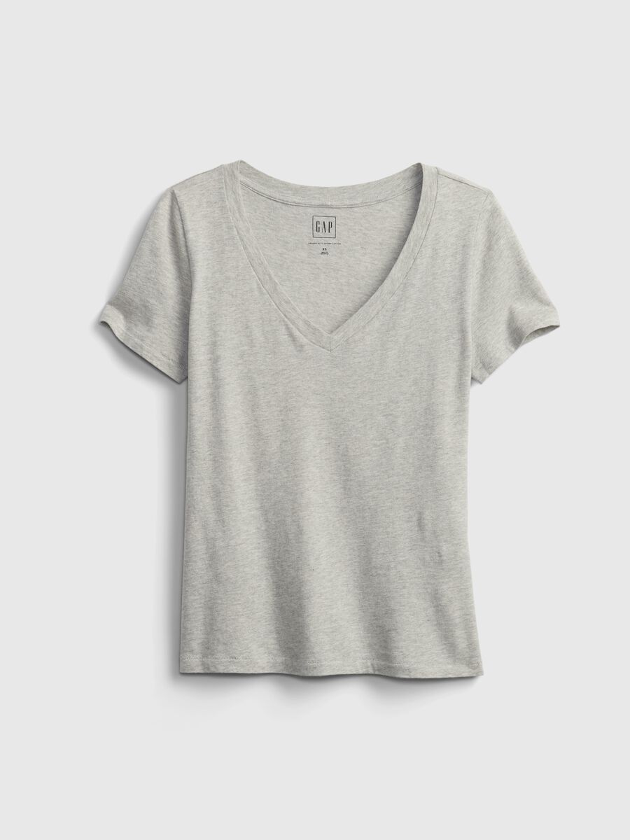 Mélange T-shirt with V neck Woman_2