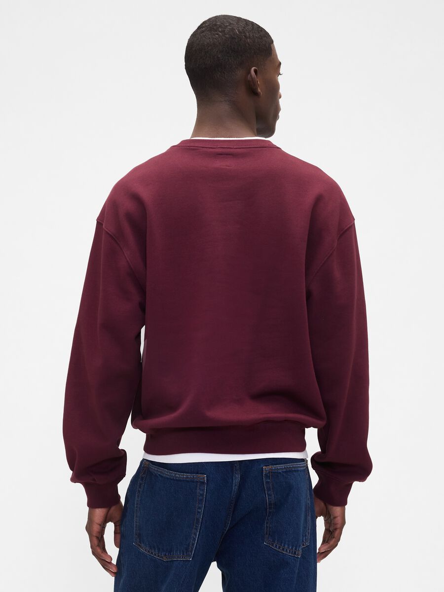 Burgundy Crew Neck Sweatshirt Man_1
