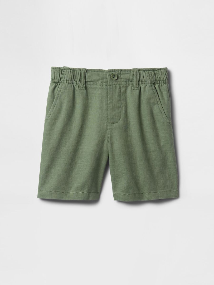 Shorts verde in lino e cotone GAP Kids Bimbo_1
