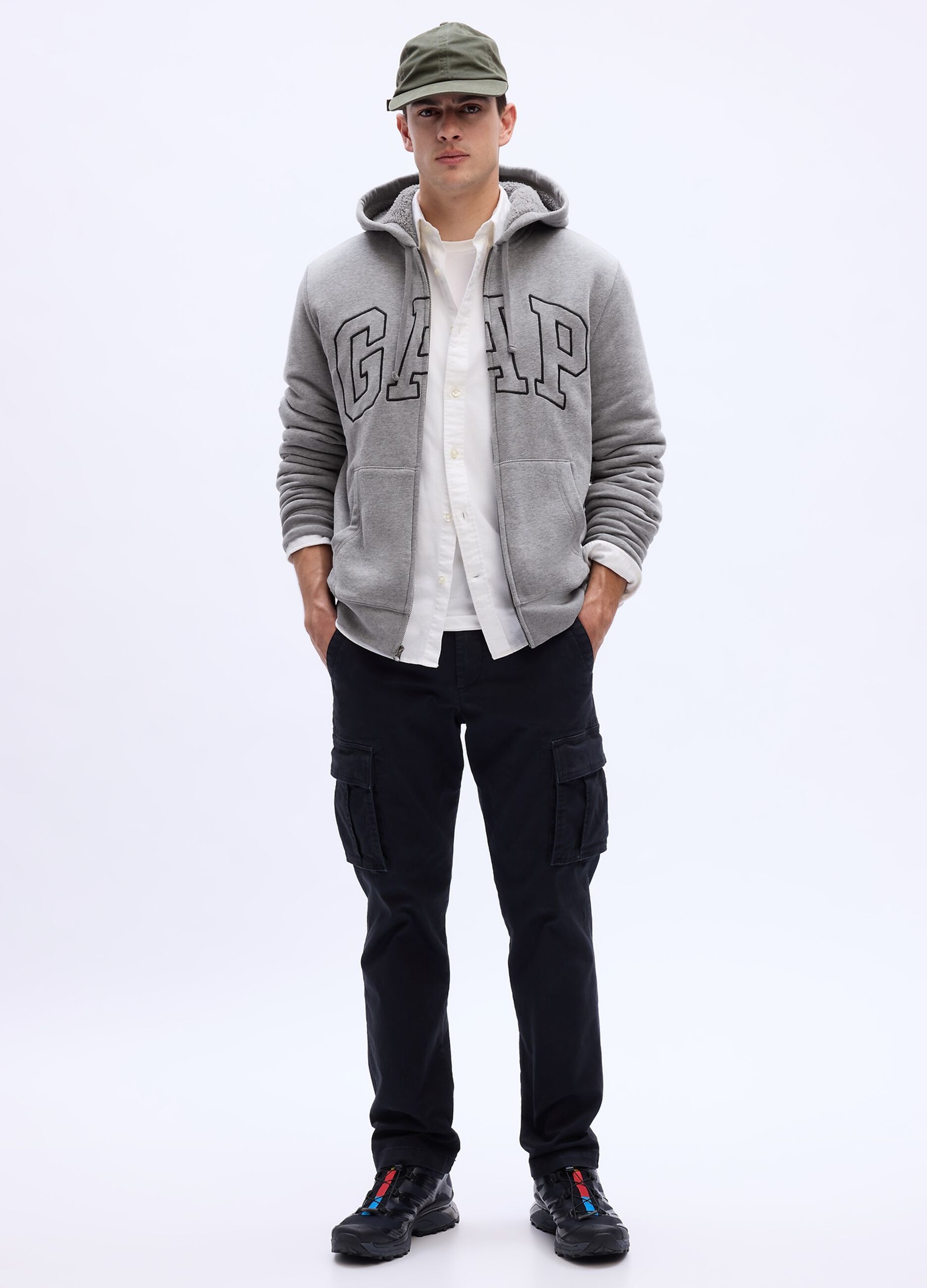 Sweatshirt with hood with sherpa lining