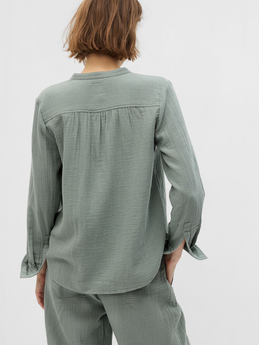 Crinkle-effect shirt with Mandarin collar Woman_1