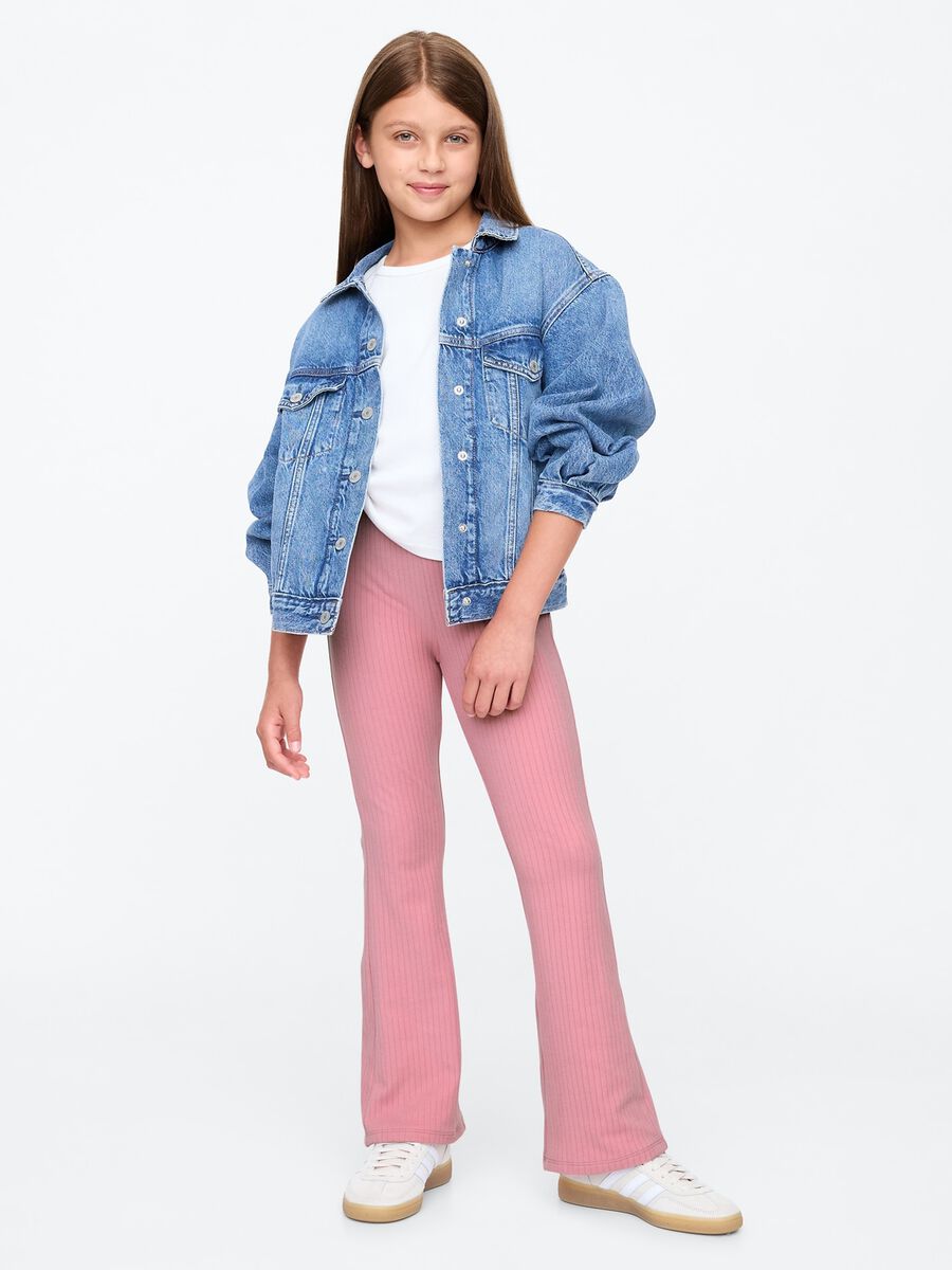 Flare-fit leggings with flat ribbing Girl_0