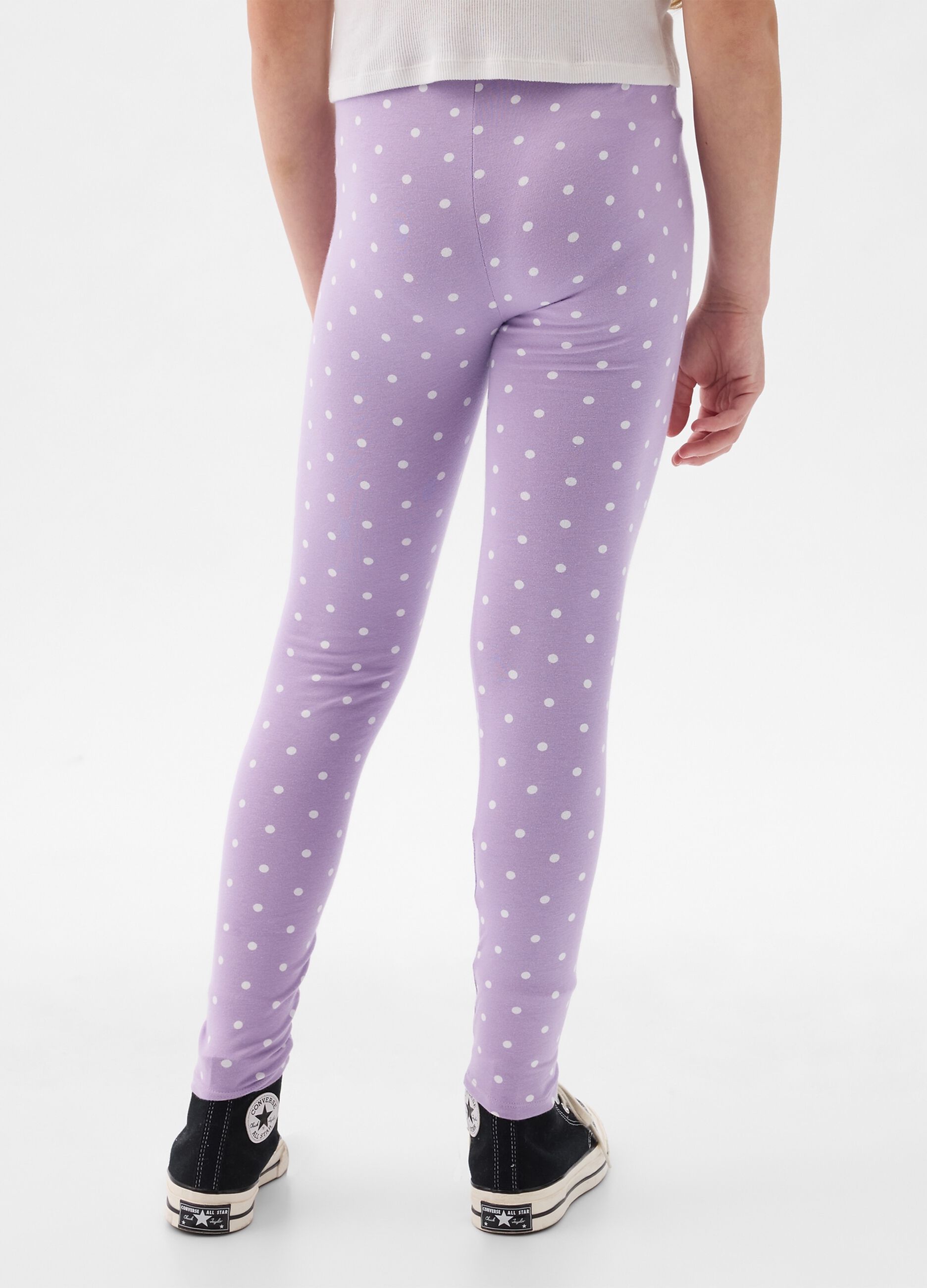Leggings in cotone stretch a pois_1