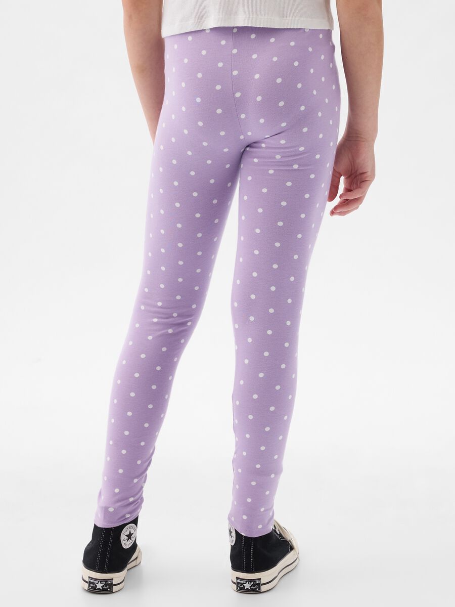 Stretch cotton polka dot leggings Girl_1