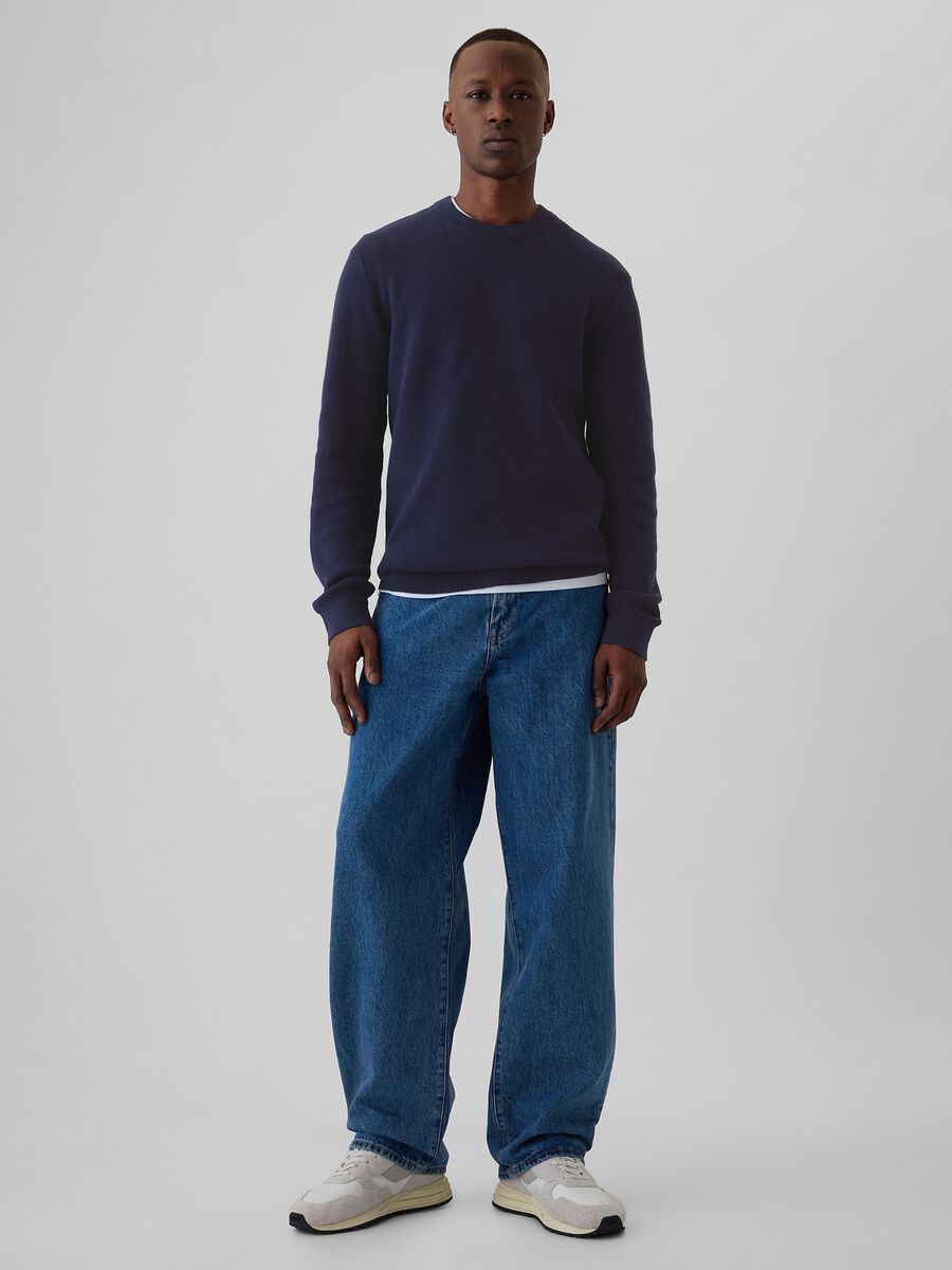 Pullover con micro trama a nido d'ape Uomo_1