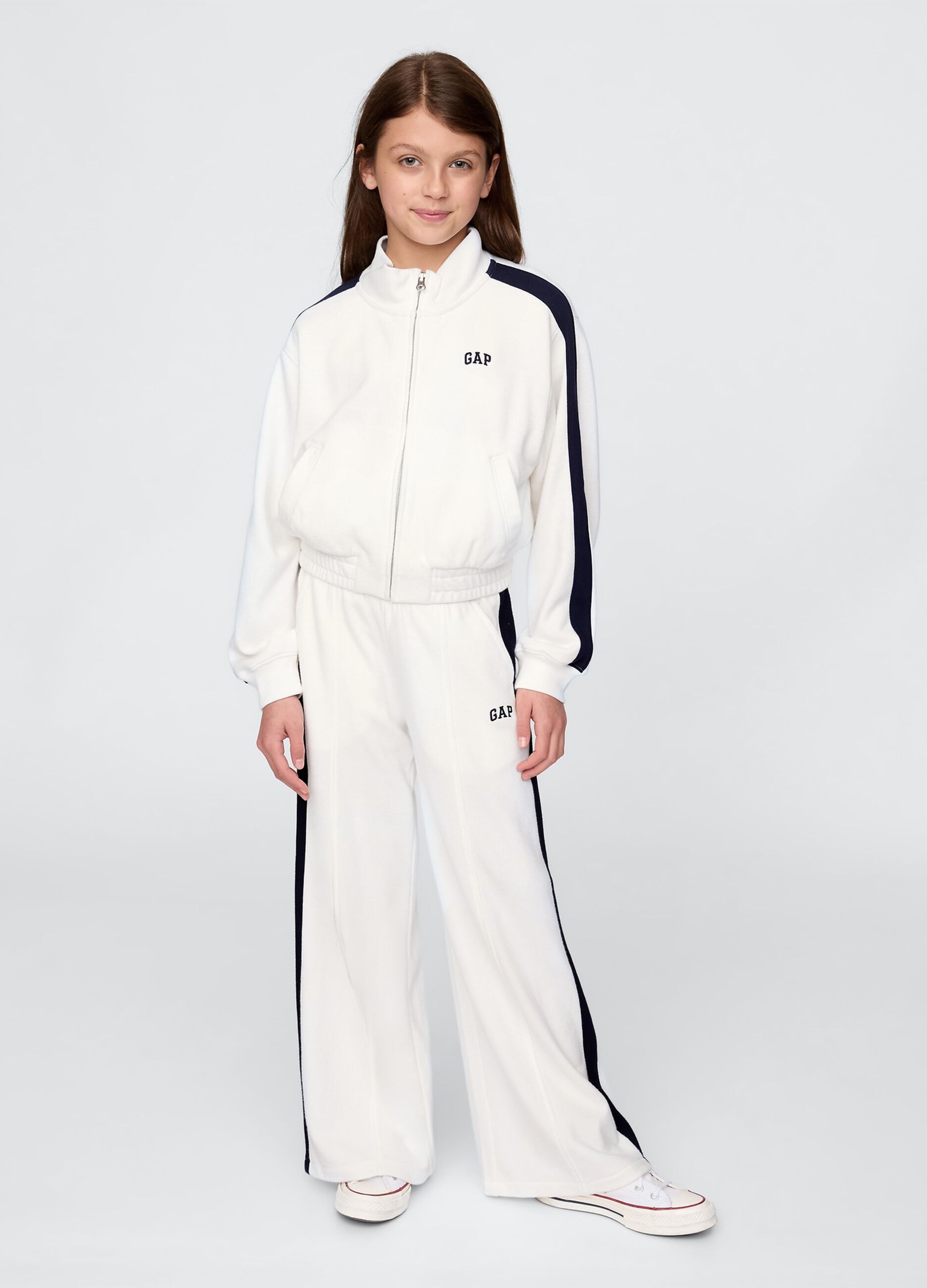 Felpa bianca con zip e dettagli blu GAP Kids_1