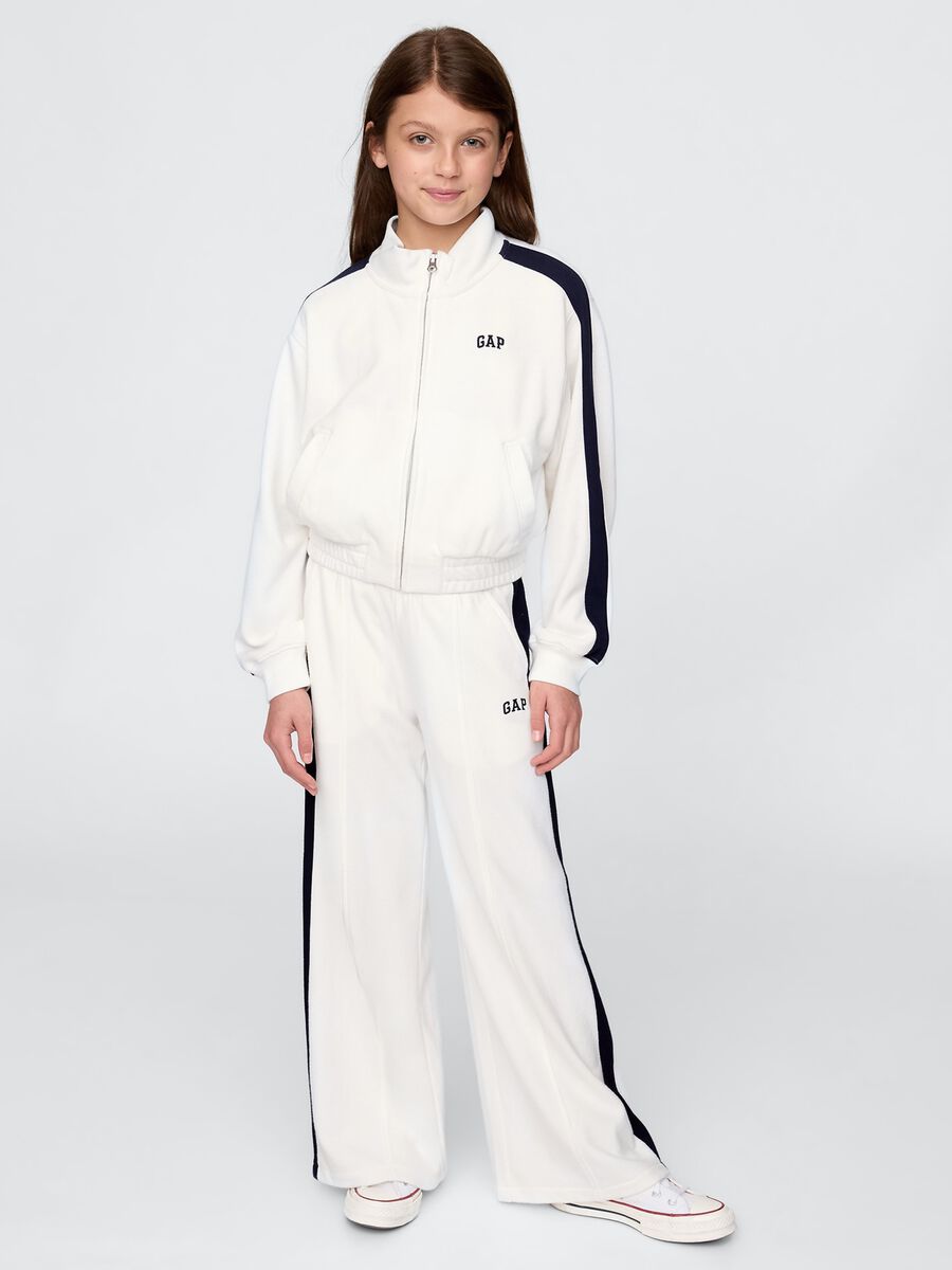 Felpa bianca con zip e dettagli blu GAP Kids Bambina_1