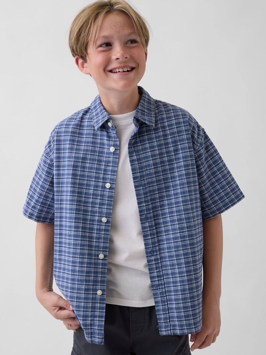 Camicia a maniche corte in cotone elasticizzato Boy_0