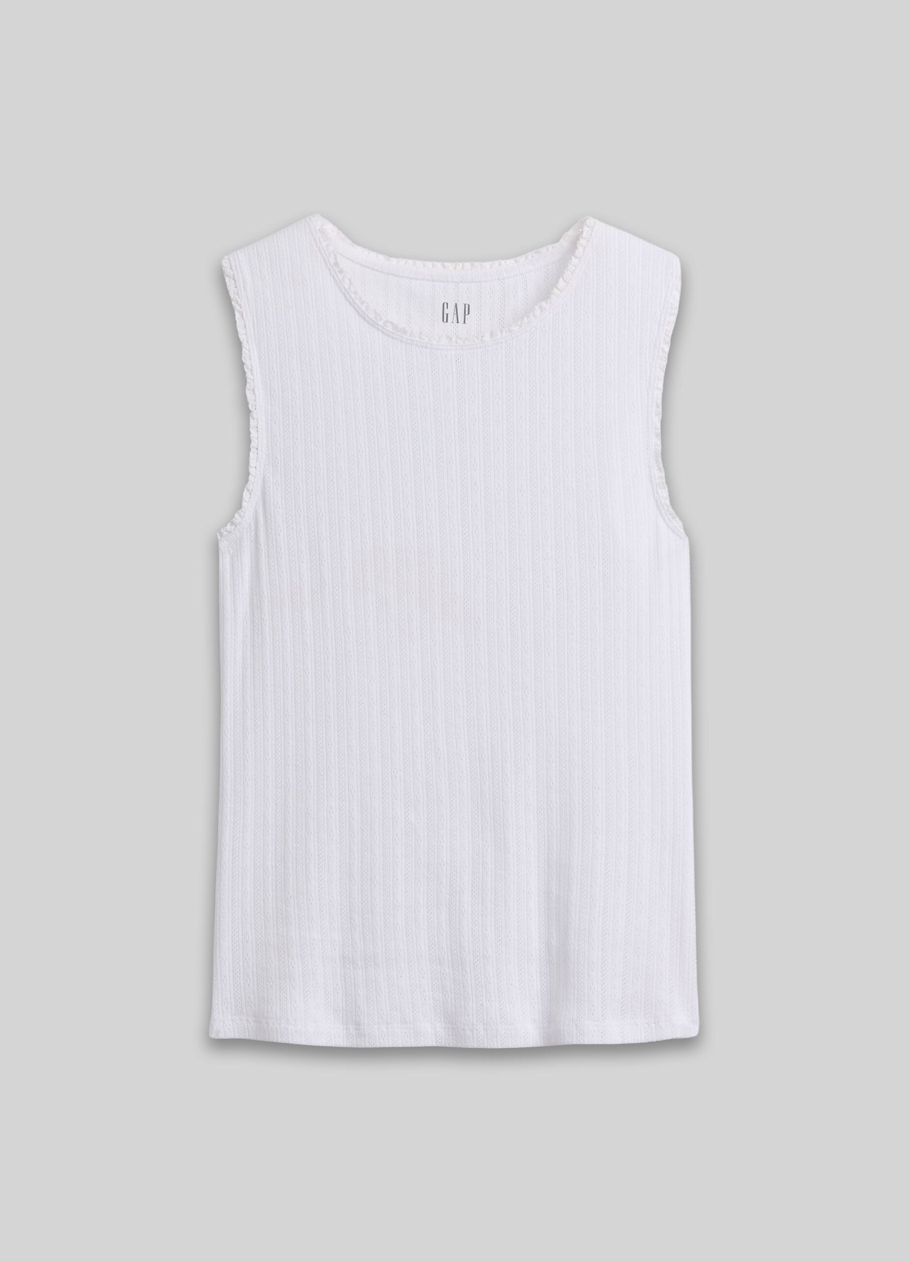 Tank top in misto cotone a costine