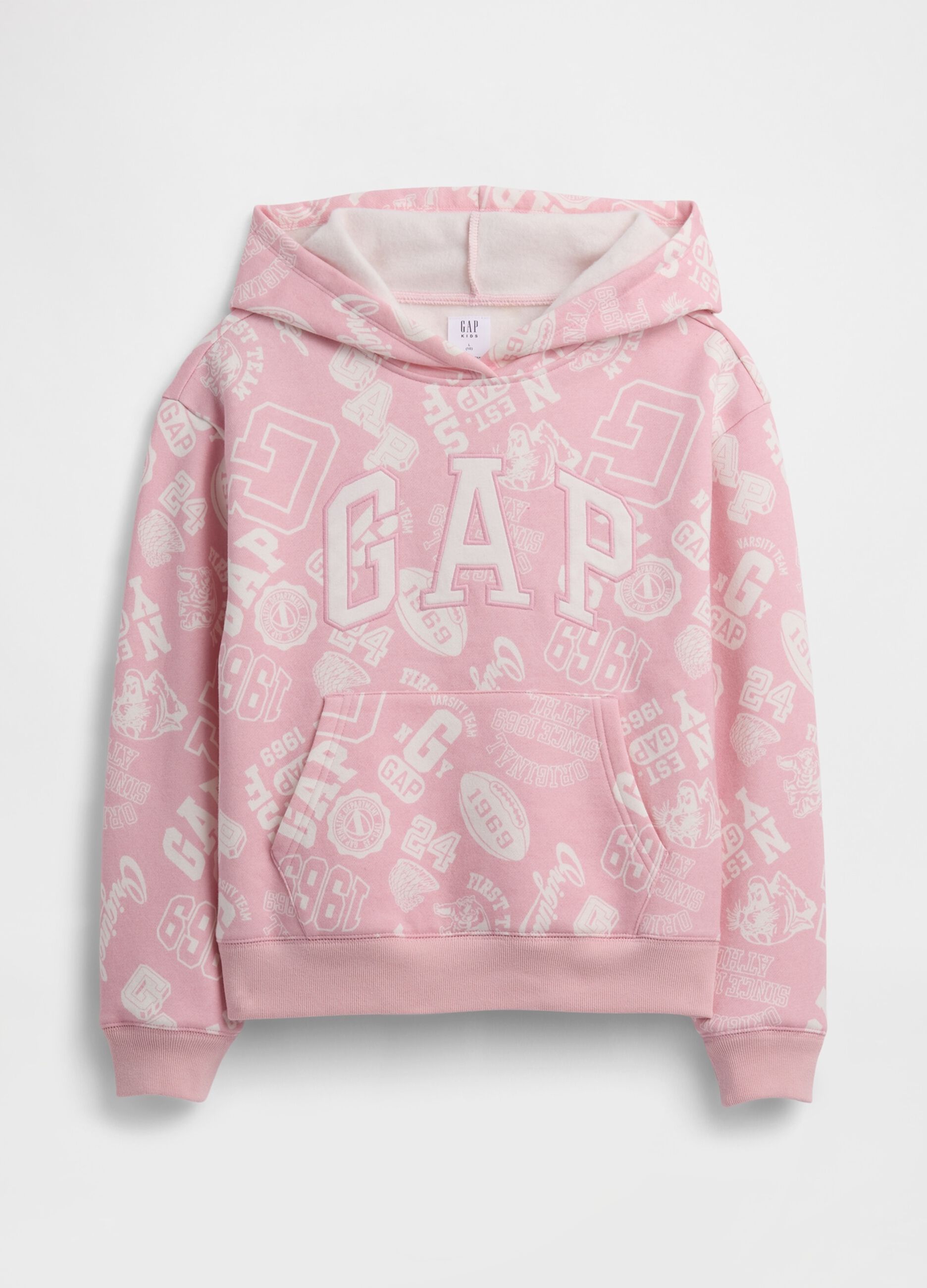 Felpa rosa con cappuccio e stampa GAP