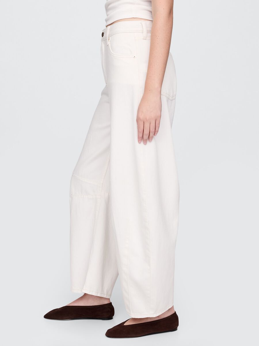 Pantaloni ampi bianchi in cotone Donna_3