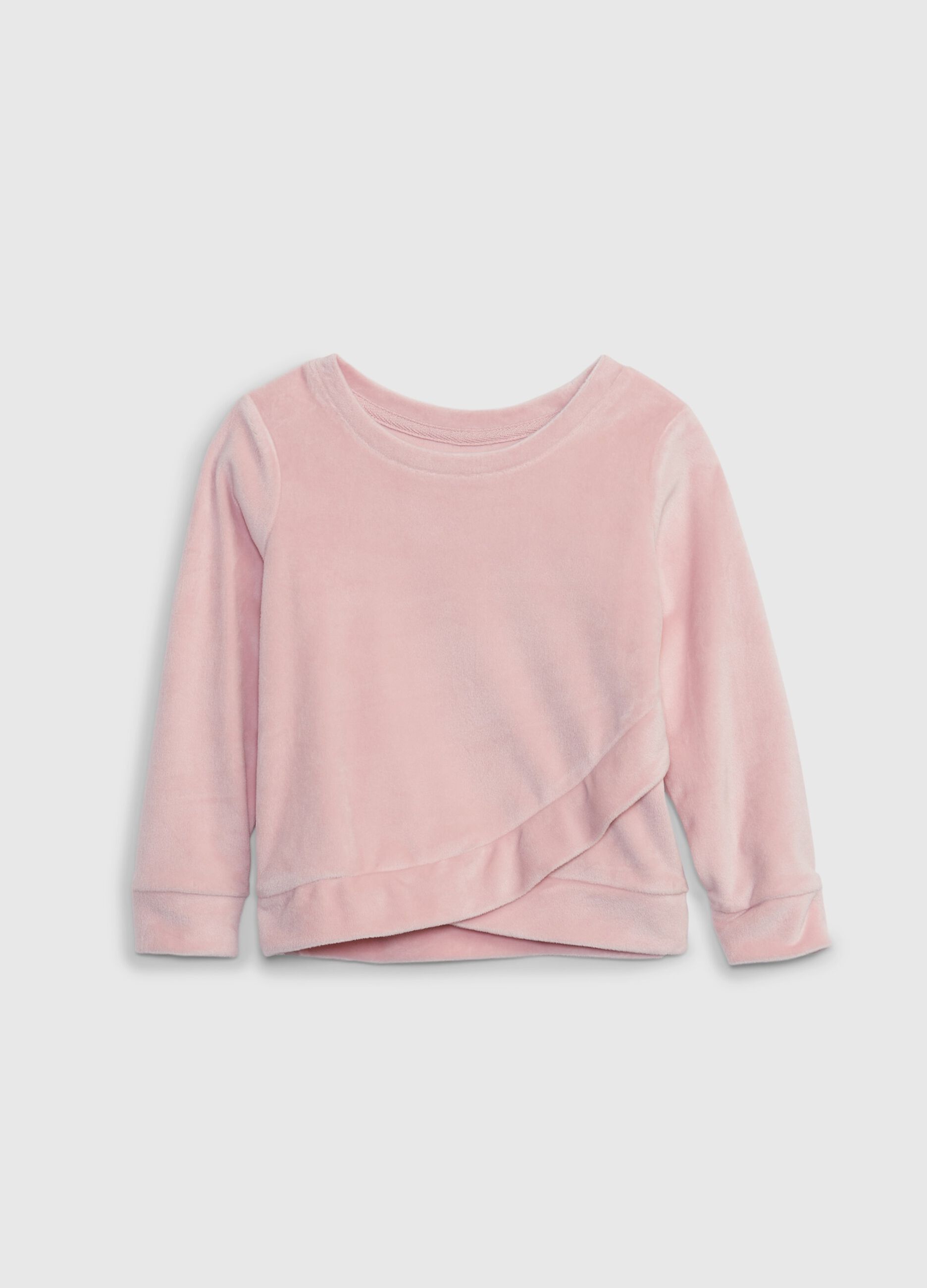 Velour sweatshirt with asymmetric shape_0