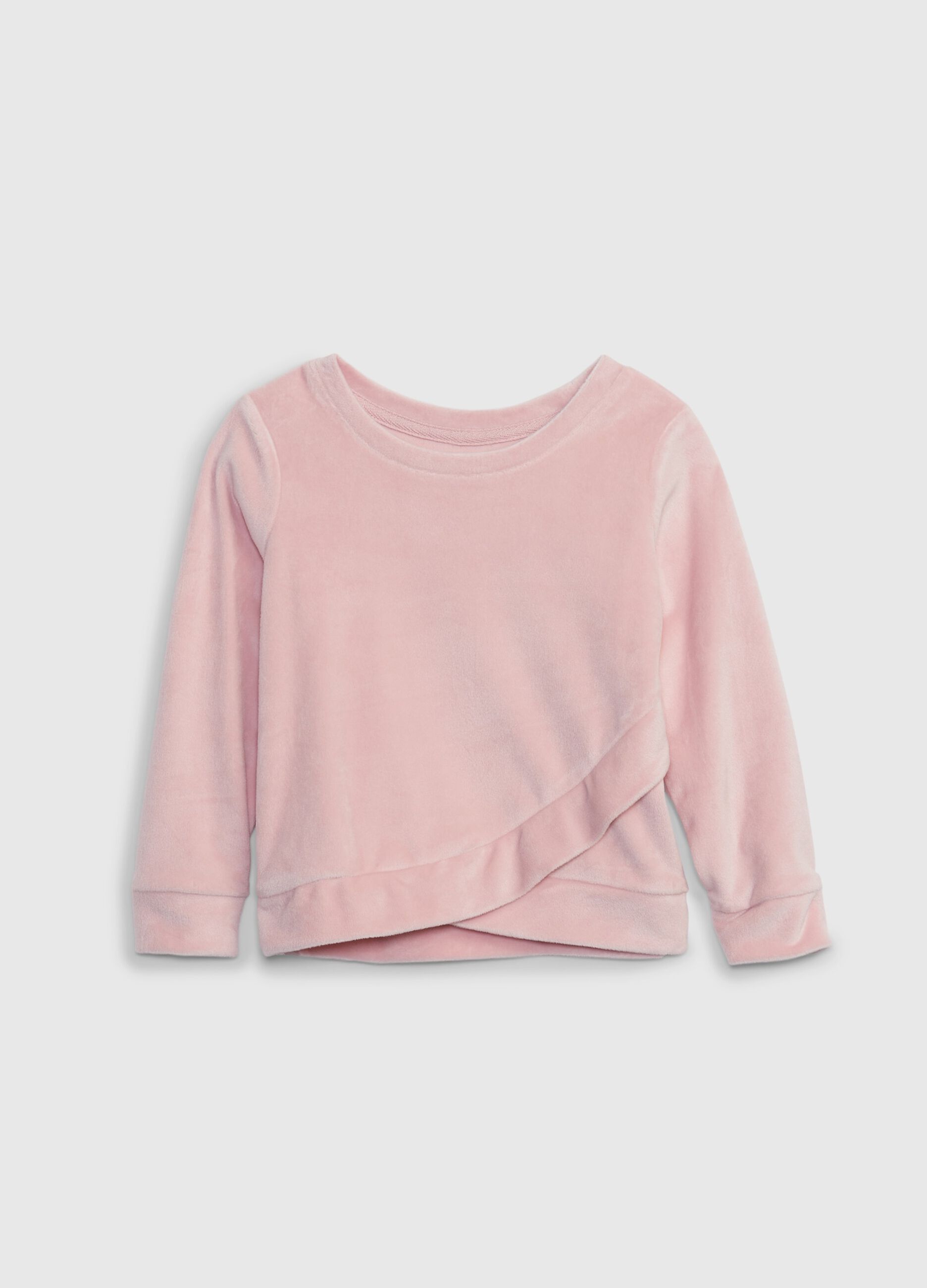 Velour sweatshirt with asymmetric shape