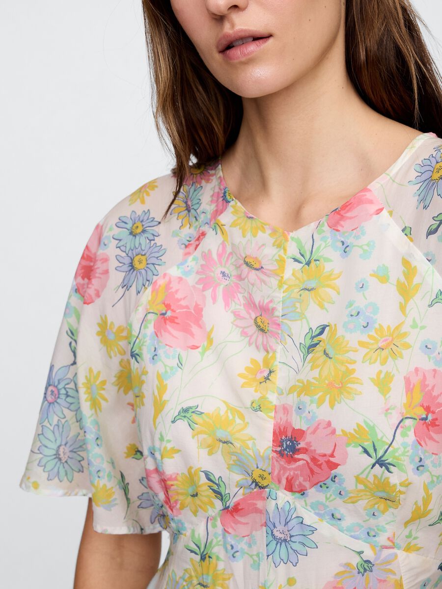Abito lungo floreale multicolor in misto viscosa e cotone Gap Donna_3