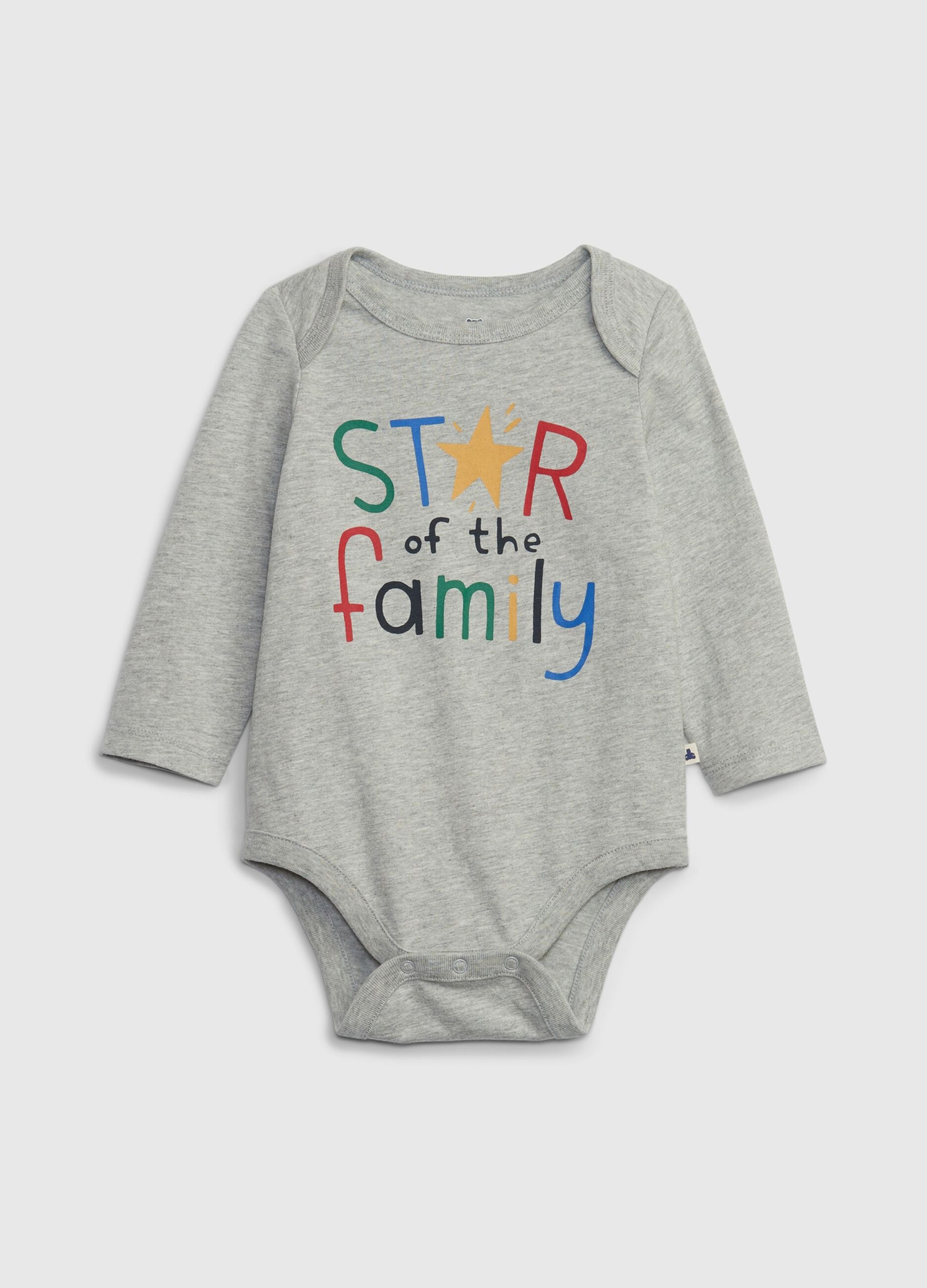 Bodysuit in organic cotton with printed lettering